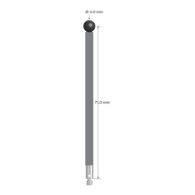 TM3-6078-G-SN M3 stylus with 6.0mm silicon nitride ball, carbon fiber stem, and stainless steel base.