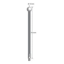 TM3-7075-G-Z M3 stylus with 7.0mm zirconia ball, carbon fiber stem, and stainless steel base, 75.0mm long by Q-Mark Manufacturing, Inc.