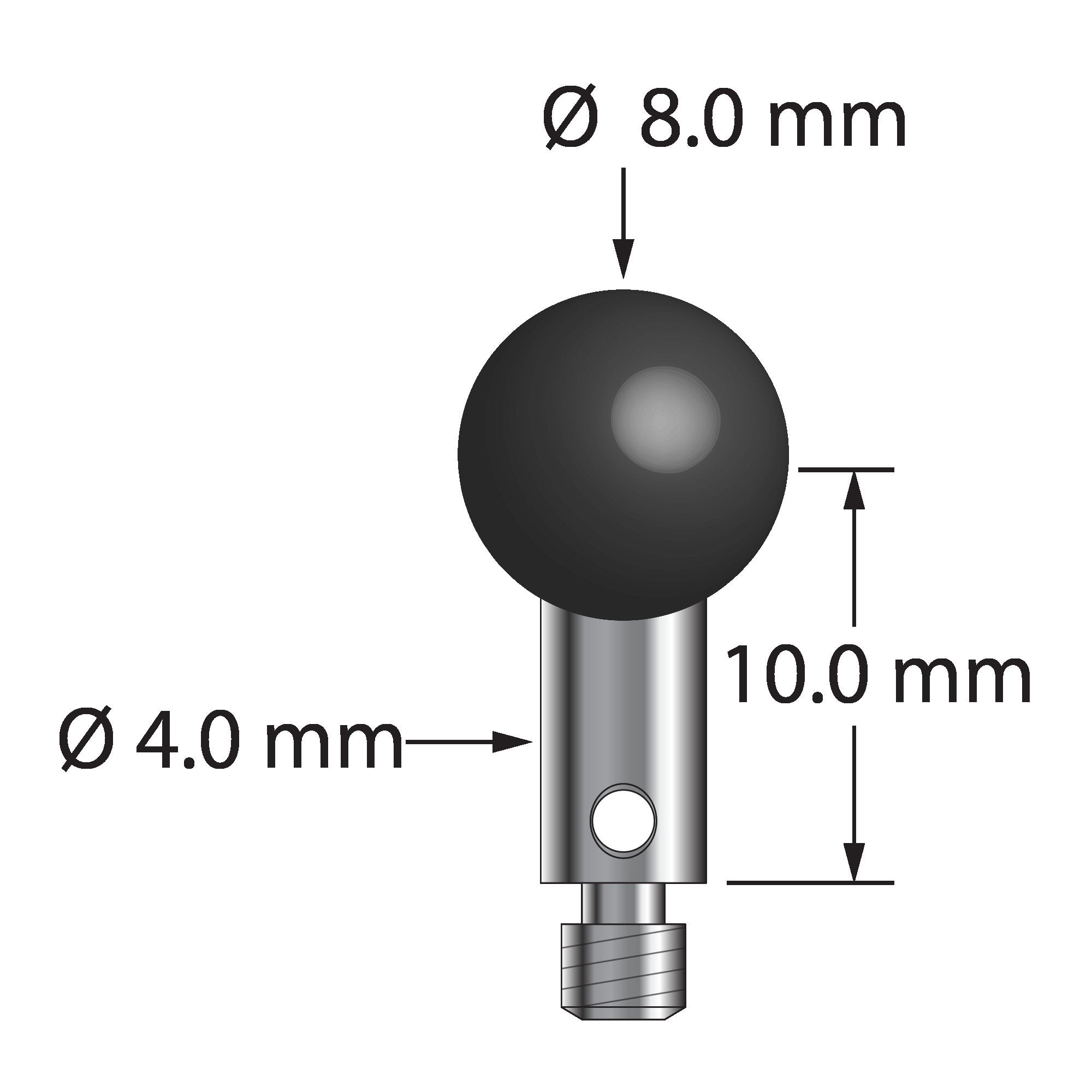 TM3-8010-S-SN M3 stylus with 8.0mm silicon nitride ball and stainless steel stem, 10.0mm length by Q-Mark Manufacturing, Inc.