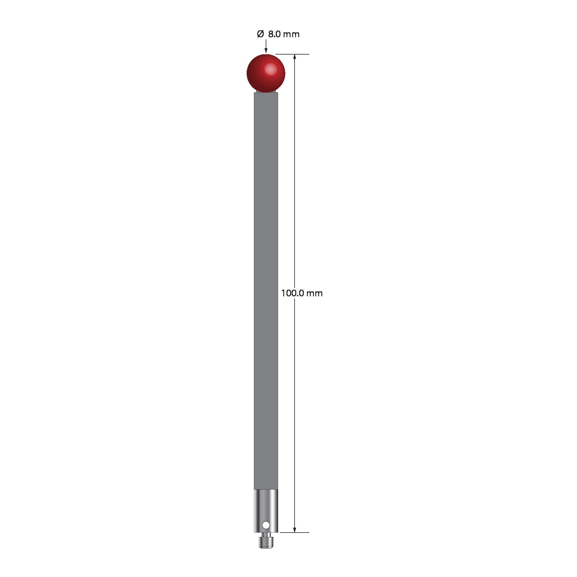 TM3-80100-TX M3 stylus with 8.0mm ruby ball, carbon fiber stem, titanium base, 100mm long by Q-Mark Manufacturing, Inc.