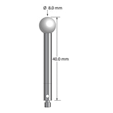 TM3-8040-Z M3 stylus with 8.0mm zirconia ball, carbide stem, and stainless steel base, 40.0mm long by Q-Mark Manufacturing, Inc.