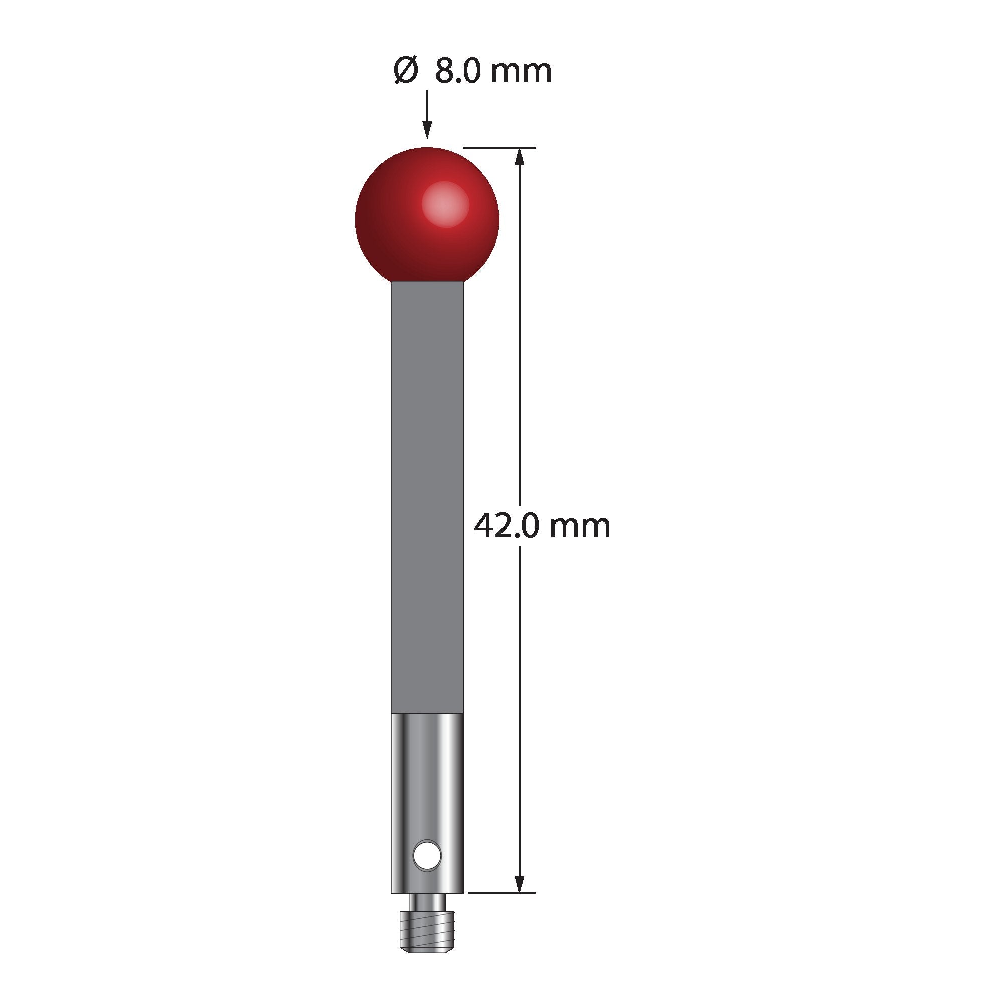 TM3-8042-G M3 stylus with 8.0mm ruby ball, carbon fiber stem, and stainless steel base, 42.0mm long by Q-Mark Manufacturing, Inc.