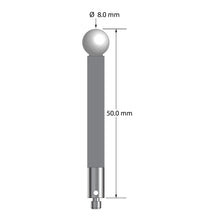 TM3-8050-TX-Z M3 stylus with 8.0mm zirconia ball, carbon fiber stem, and titanium base, 50.0mm long by Q-Mark Manufacturing, Inc.