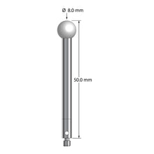 TM3-8050-Z M3 stylus with 8.0mm zirconia ball, carbide stem, and stainless steel base, 50.0mm long by Q-Mark Manufacturing, Inc.