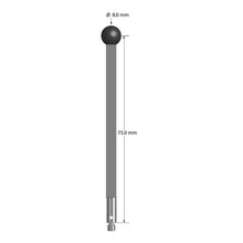 TM3-8079-G-SN M3 stylus, 8.0mm silicon nitride ball, carbon fiber stem, stainless steel base, 75mm long.