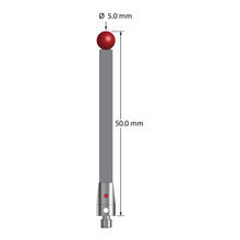TM3-RDMP-50 M3 5.0mm ruby ball, carbon fiber stem, titanium base stylus with red dot, 50mm long by Q-Mark Manufacturing, Inc.