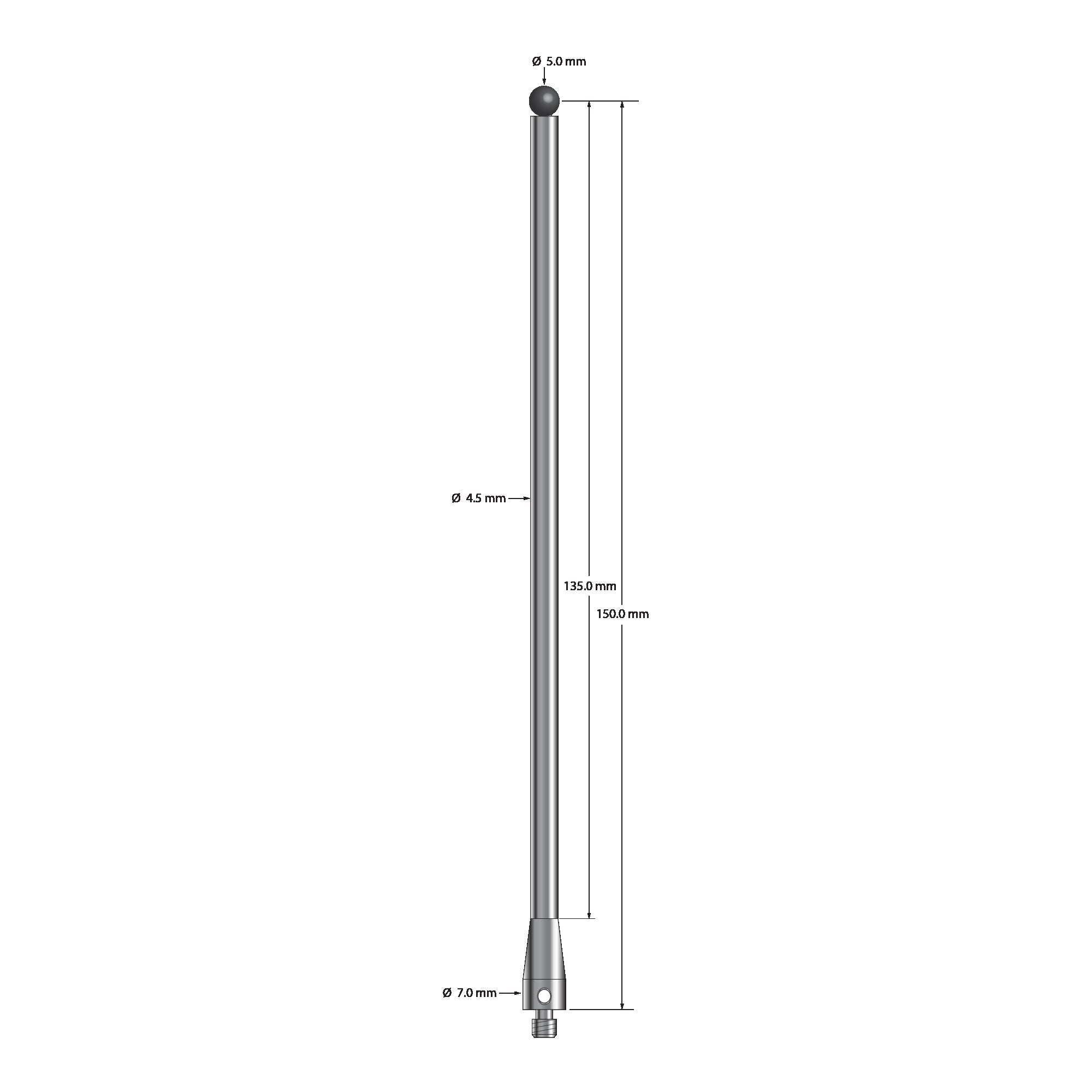 TM4-50152.5-EC M4 stylus, 5.0mm carbide ball, stainless steel, 150mm by Q-Mark Manufacturing, Inc.