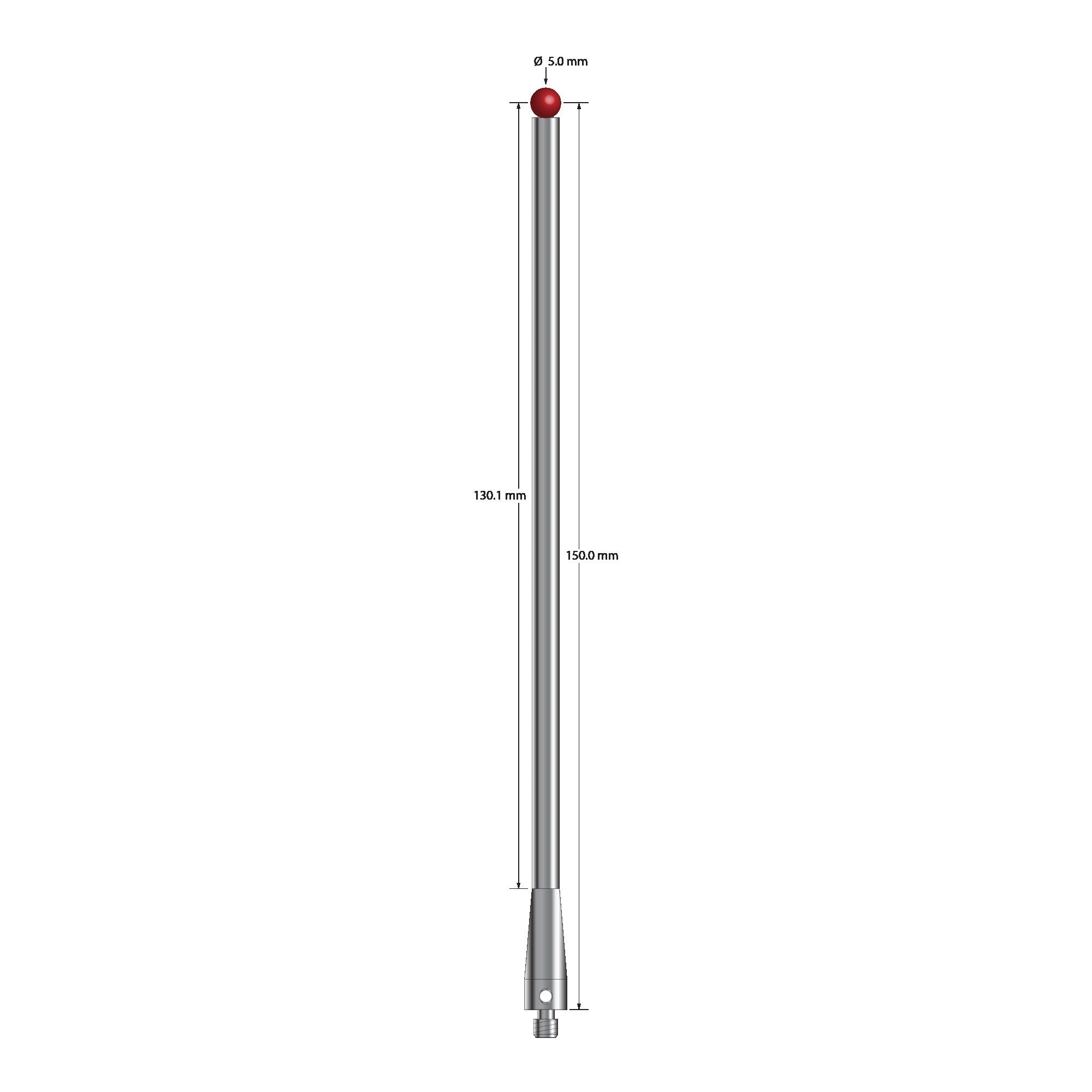 TM4-50152.5-S M4 stylus with 5.0mm ruby ball, stainless steel stem and base, 150.0mm length by Q-Mark Manufacturing, Inc.