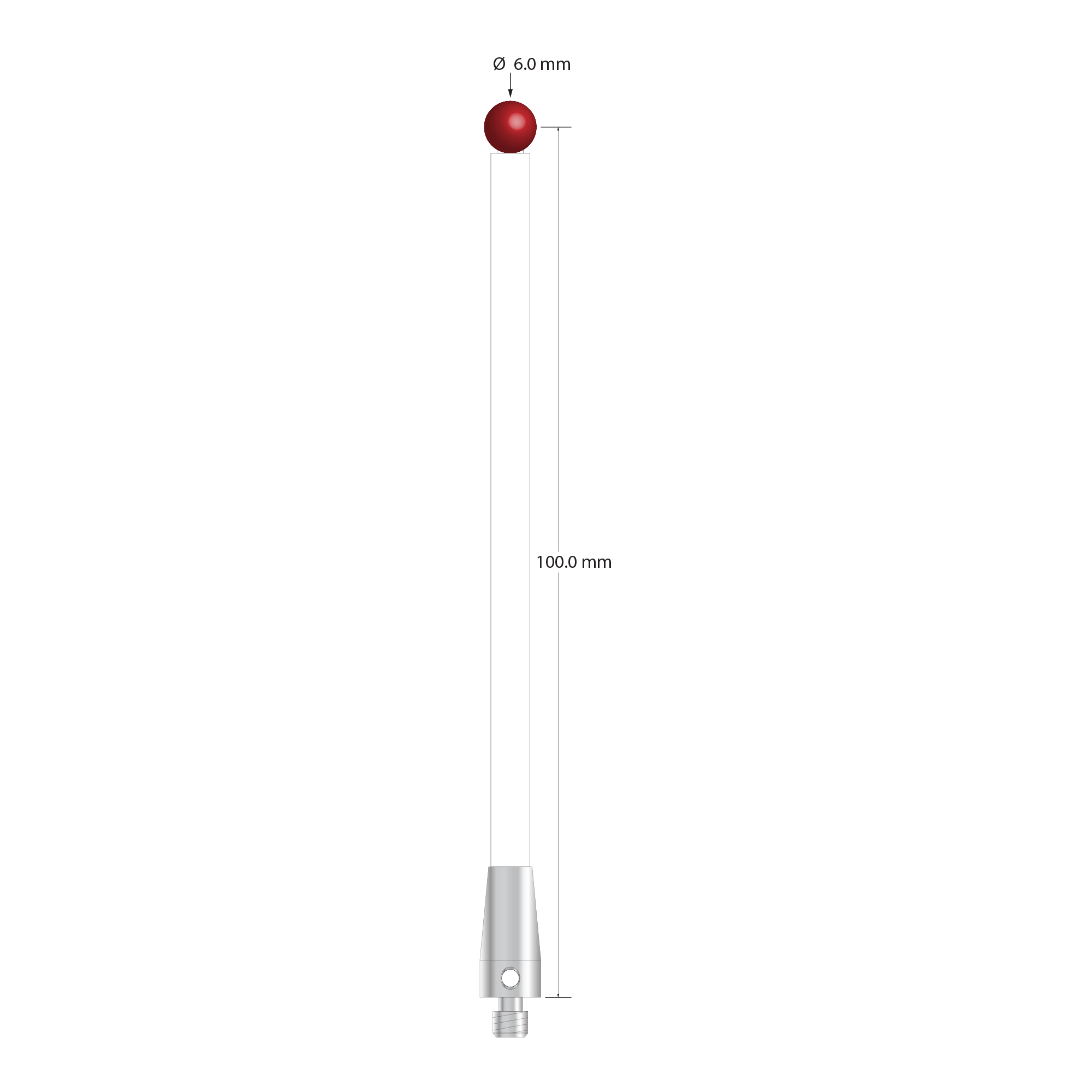 TM4-60103-C M4 stylus with 6.0mm ruby ball, ceramic stem, and stainless steel base by Q-Mark Manufacturing, Inc.