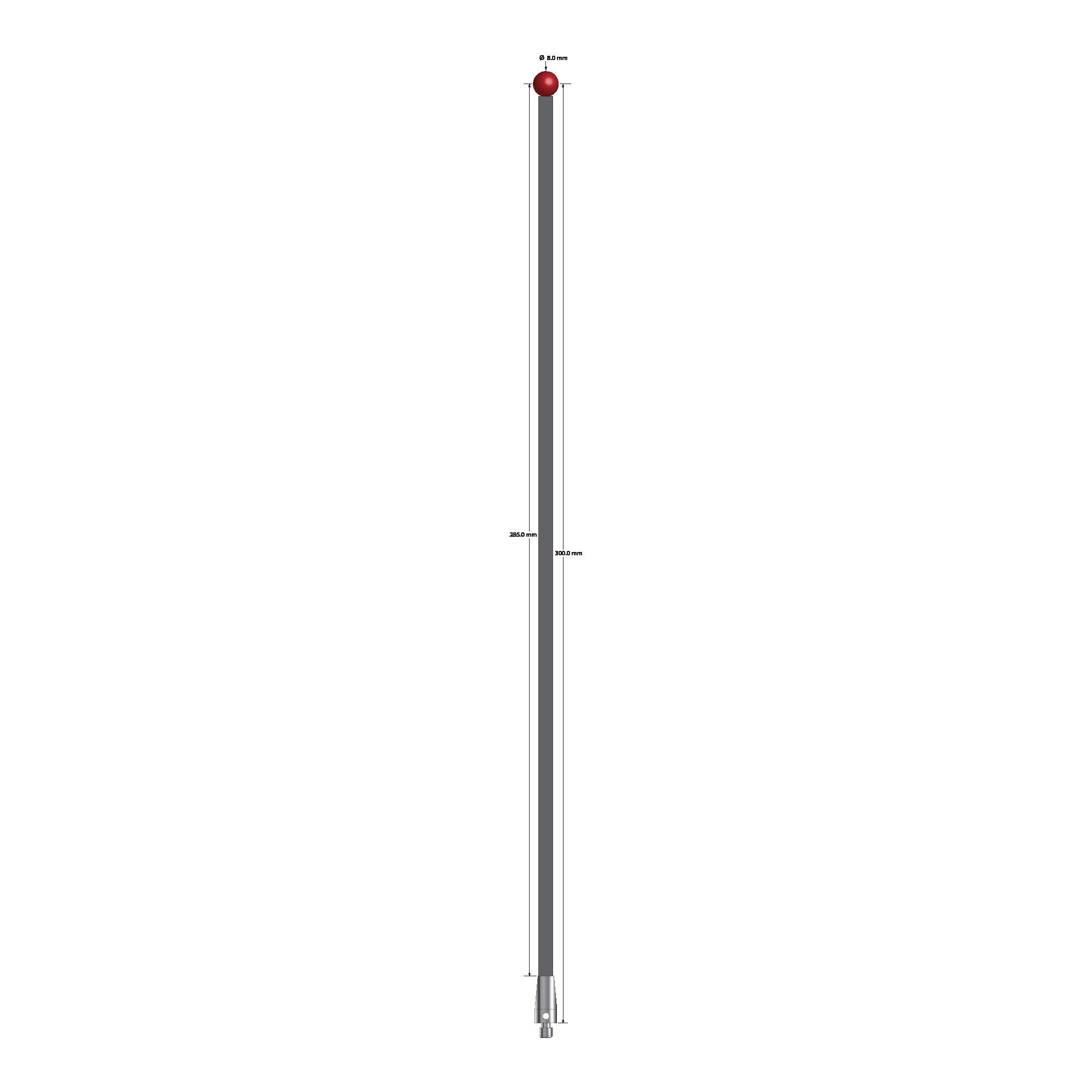 TM4-80304-G M4 stylus with 8.0mm ruby ball, carbon fiber stem, and stainless steel base, 300mm long by Q-Mark Manufacturing, Inc.
