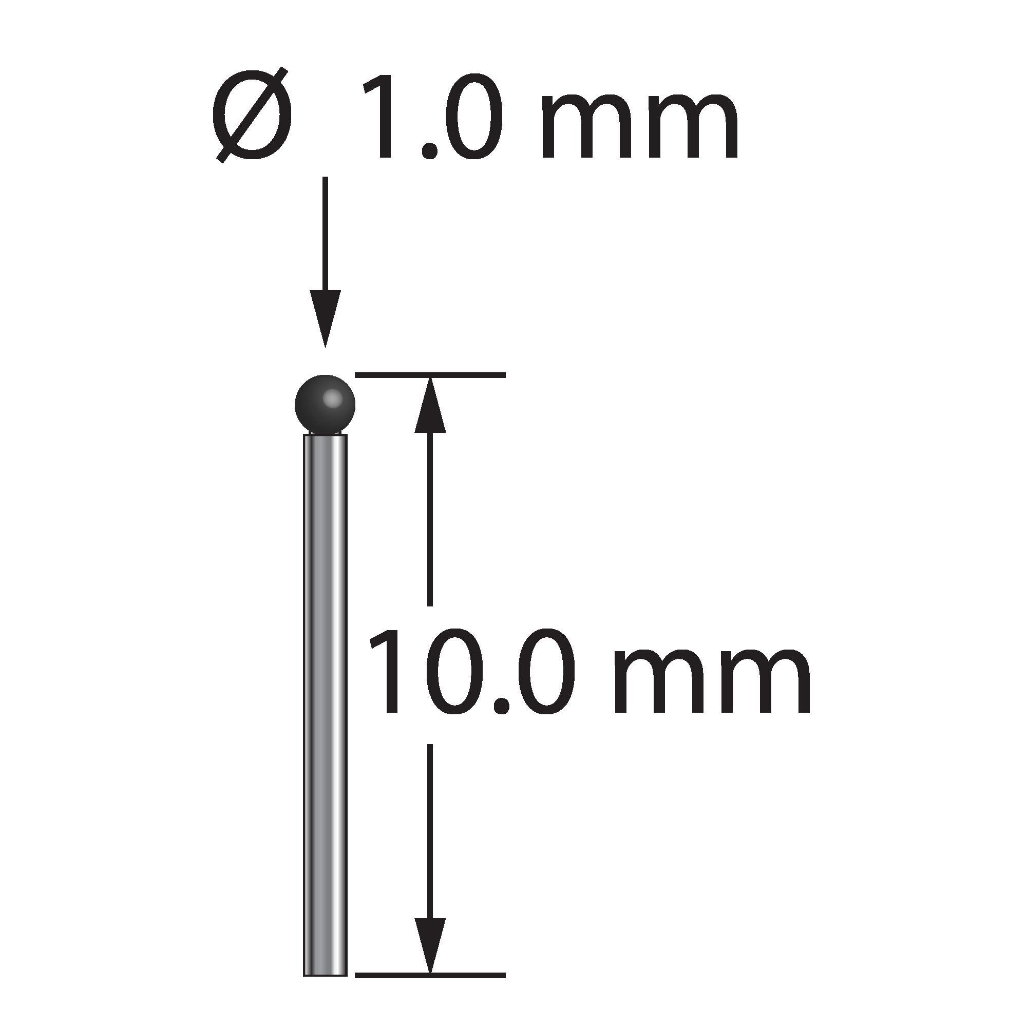 TST-1010-DS.7-SN 1.0mm silicon nitride ball stylus with 0.7mm carbide stem, 10.0mm long by Q-Mark Manufacturing, Inc.