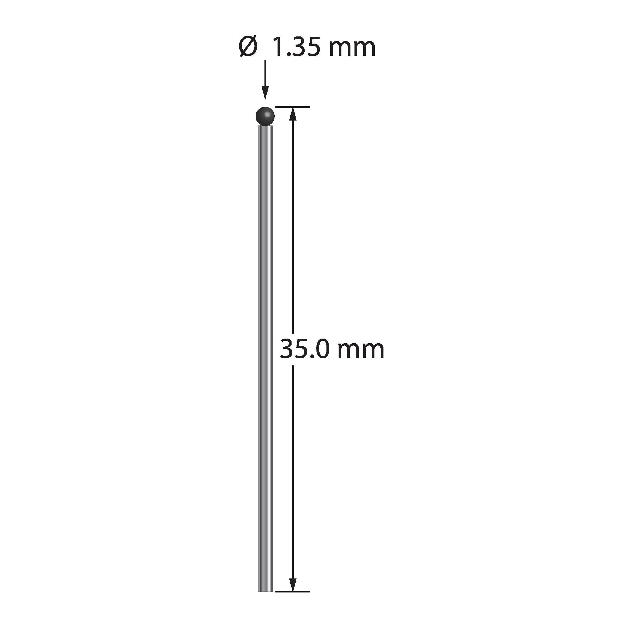 TST-1335-SN 1.35mm silicon nitride ball stylus with carbide shaft, 35.0mm long by Q-Mark Manufacturing, Inc.