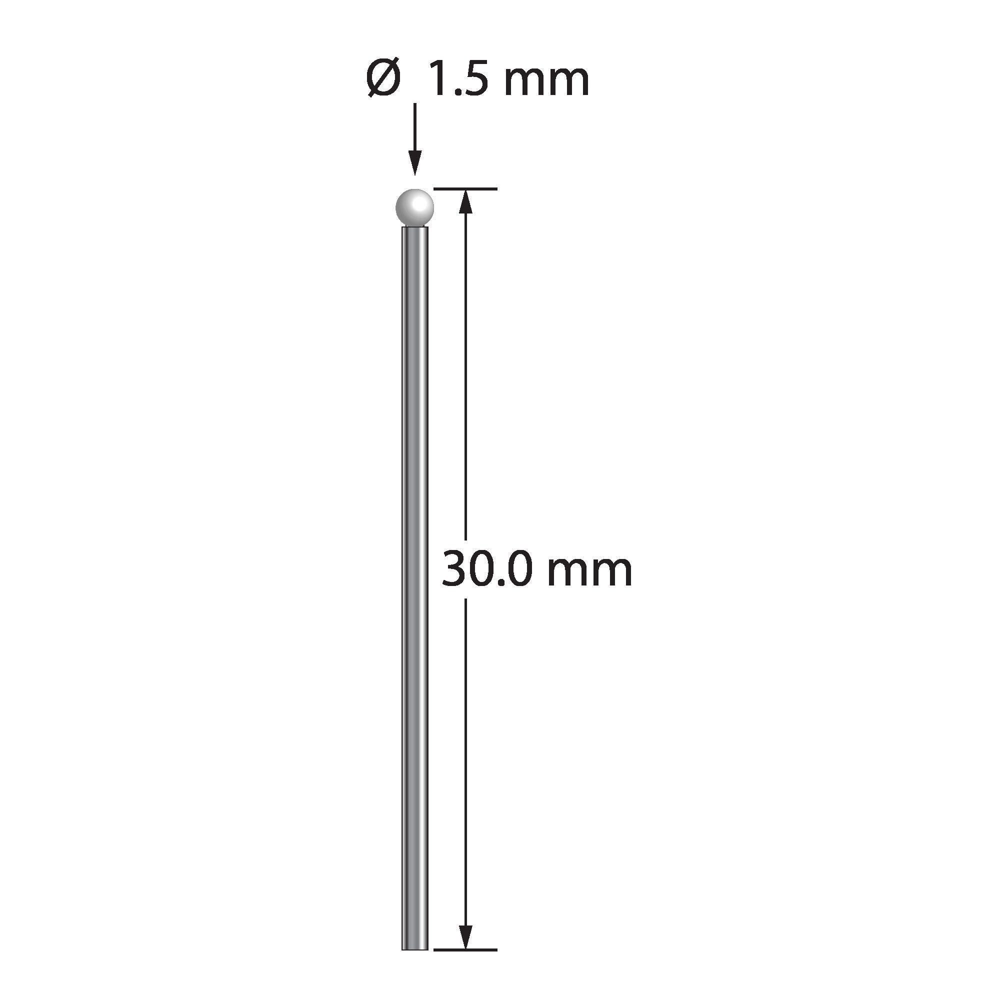 TST-1530-Z 1.5mm zirconia ball, carbide stem, 30mm stylus by Q-Mark Manufacturing, Inc.
