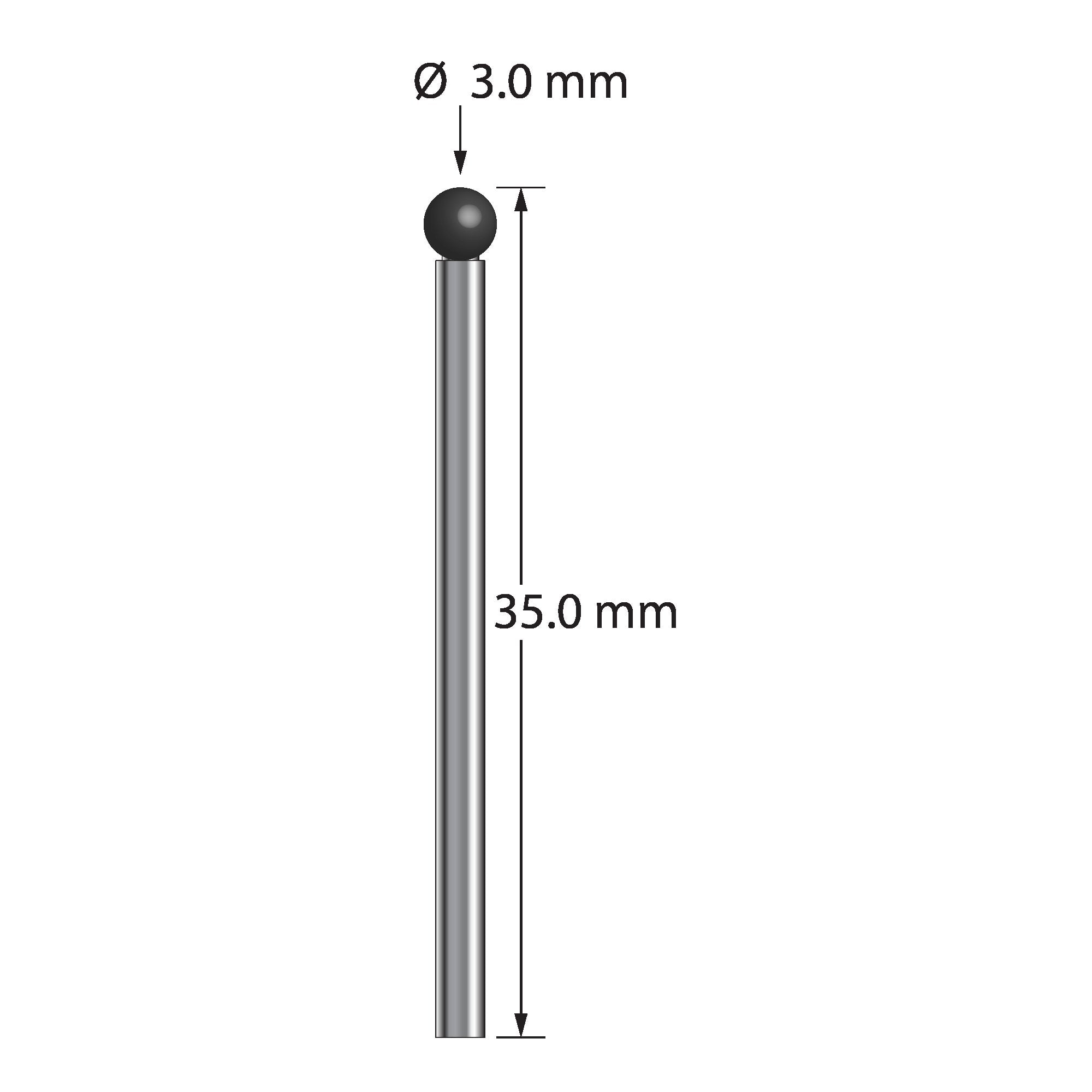 TST-3035-SN 3.0mm silicon nitride ball stylus with carbide stem, 35.0mm long by Q-Mark Manufacturing, Inc.