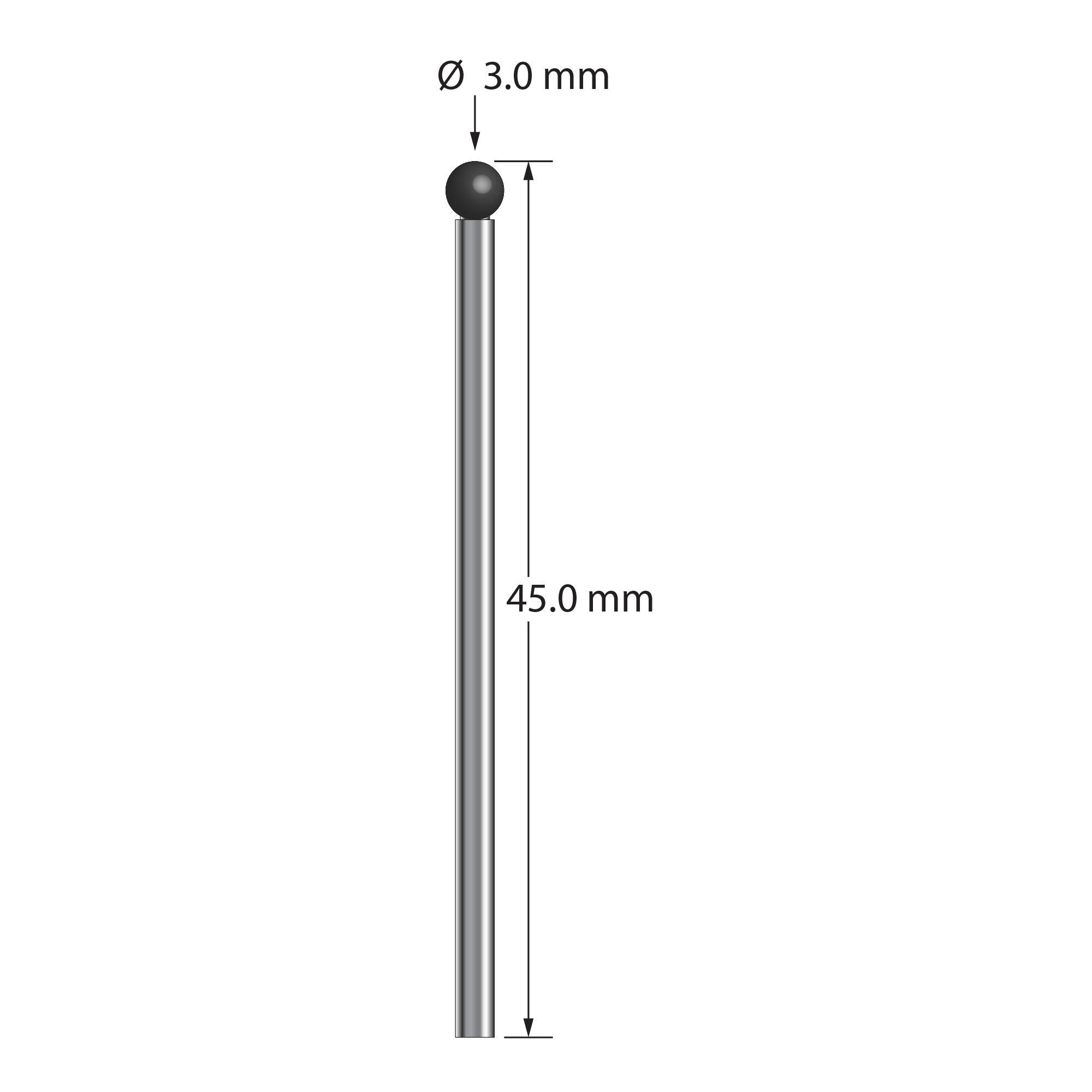TST-3045-SN 3.0mm silicon nitride ball stylus with carbide stem, 45.0mm long by Q-Mark Manufacturing, Inc.
