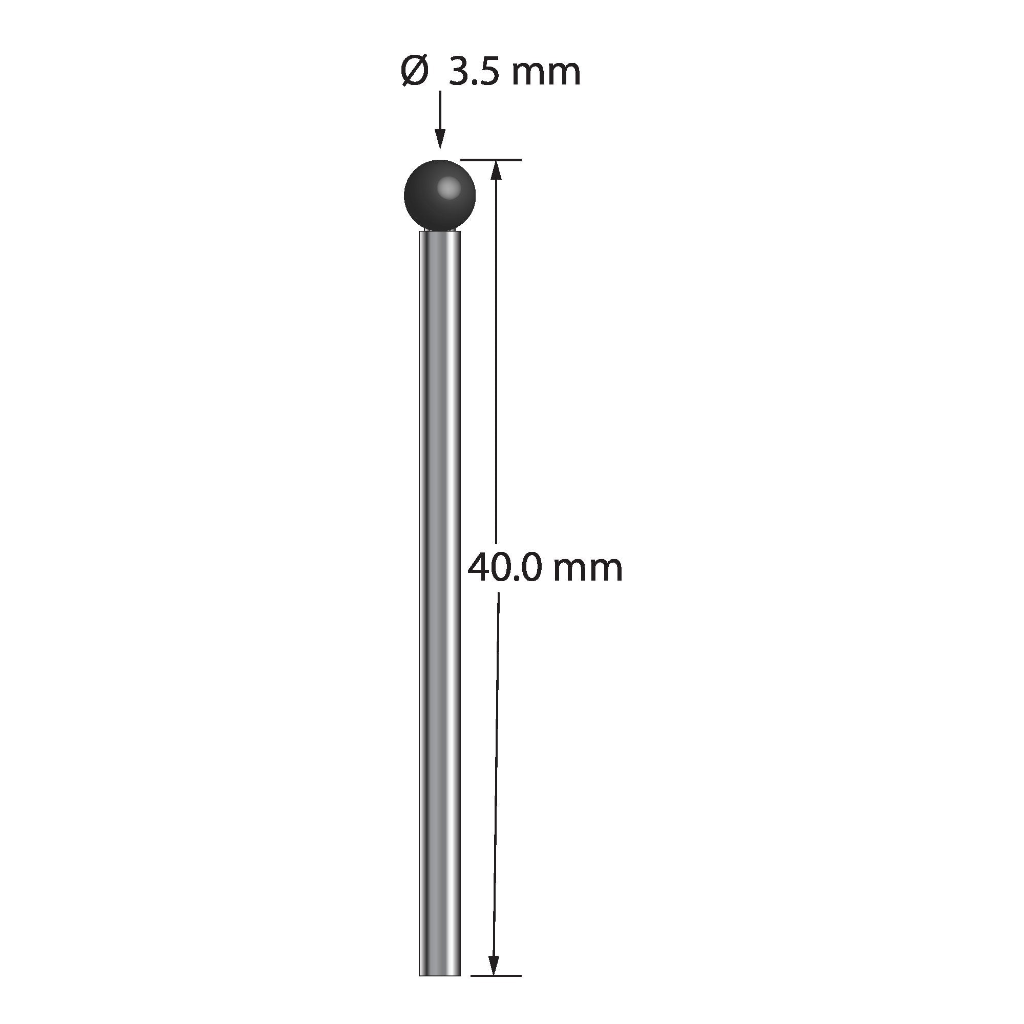 TST-3540-SN 3.5mm silicon nitride ball stylus with carbide stem, 40mm long by Q-Mark Manufacturing, Inc.