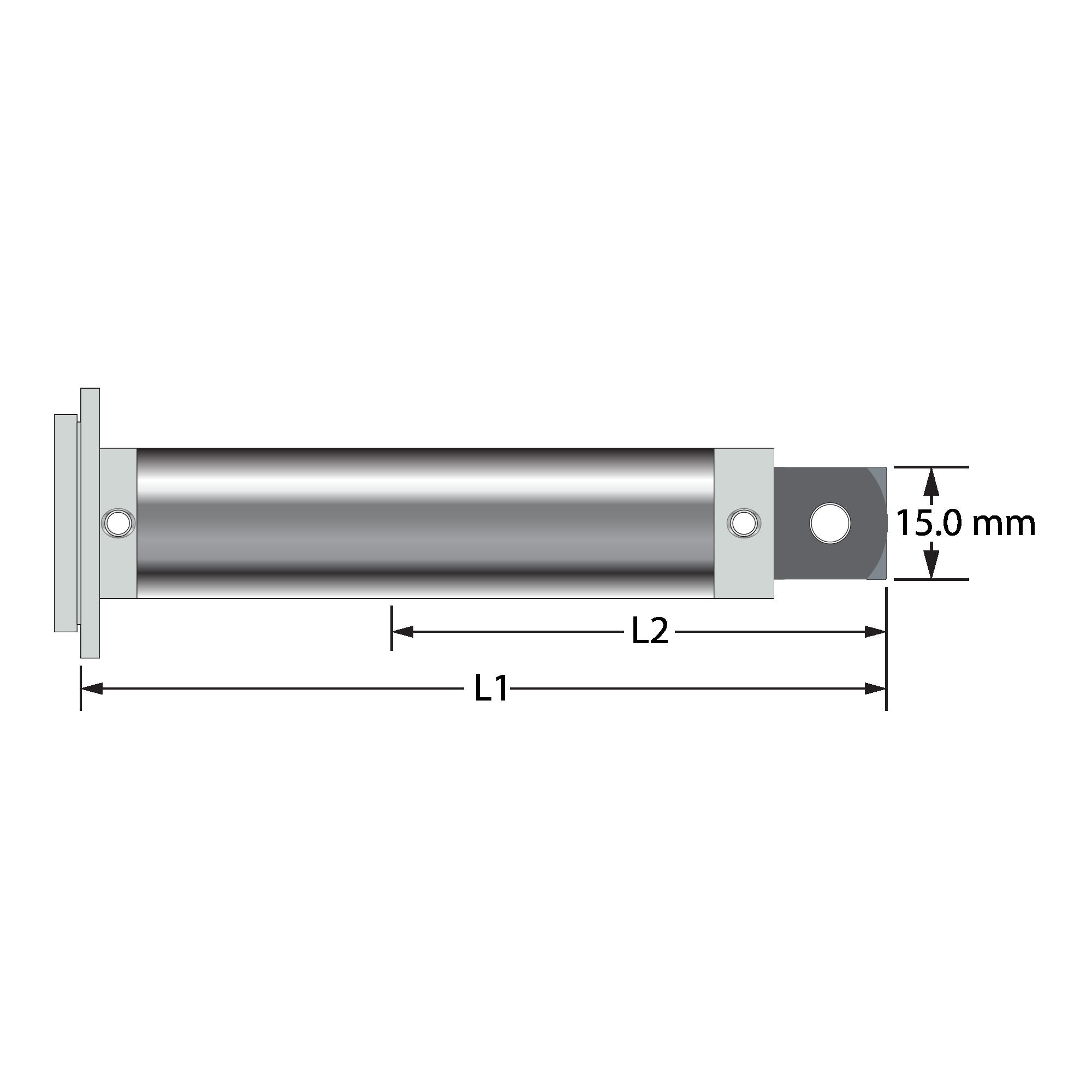 VAS-2015-100-TX Therm-X carbon fiber extension with titanium fittings, 141.5mm long, five M5 tapped holes.