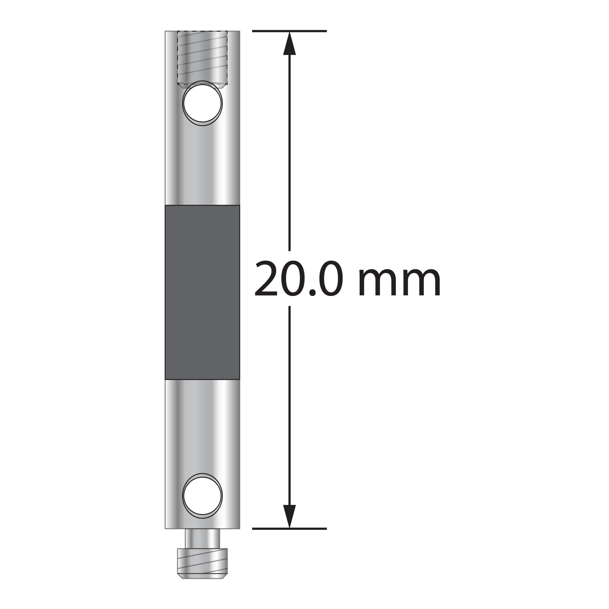 VM2-20-G M2 carbon fiber extension, 3.0mm diameter, 20.0mm long by Q-Mark Manufacturing, Inc.