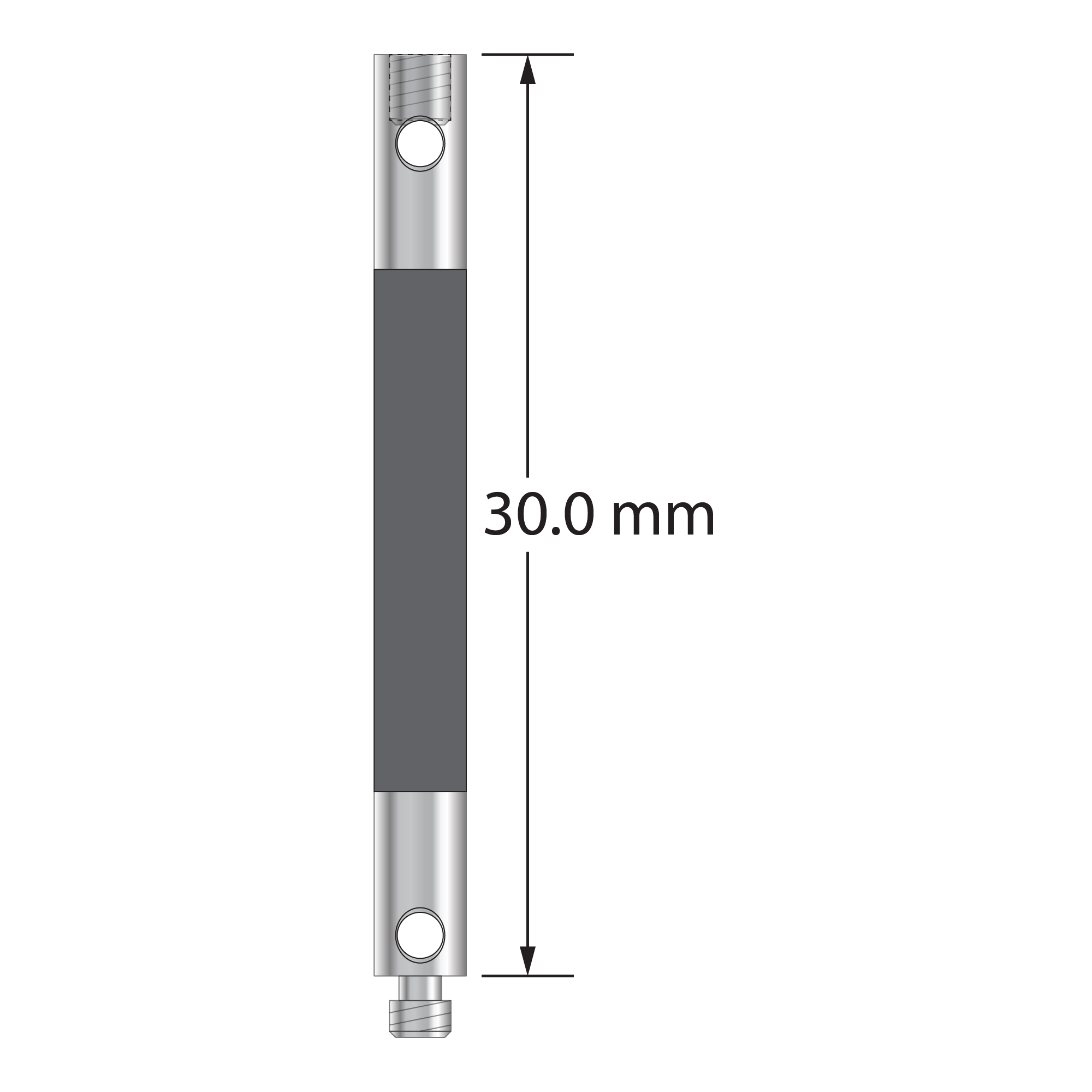 VM2-30-G M2 extension, 3.0mm carbon fiber with stainless steel fittings, 30.0mm long by Q-Mark Manufacturing, Inc.
