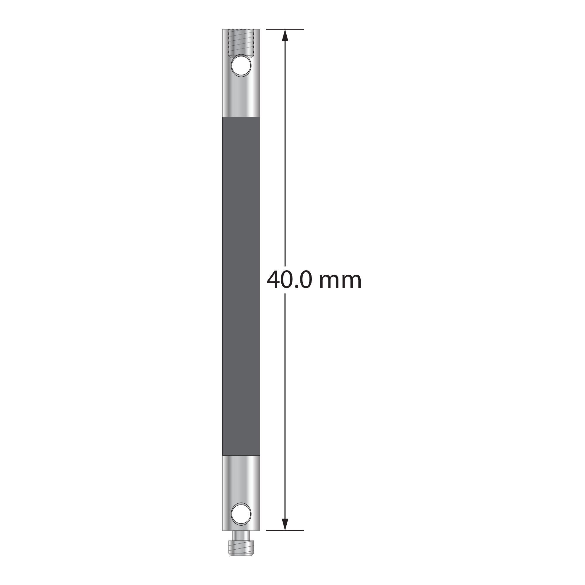 VM2-40-G M2 carbon fiber extension, 40mm long, with stainless steel fittings by Q-Mark Manufacturing, Inc.
