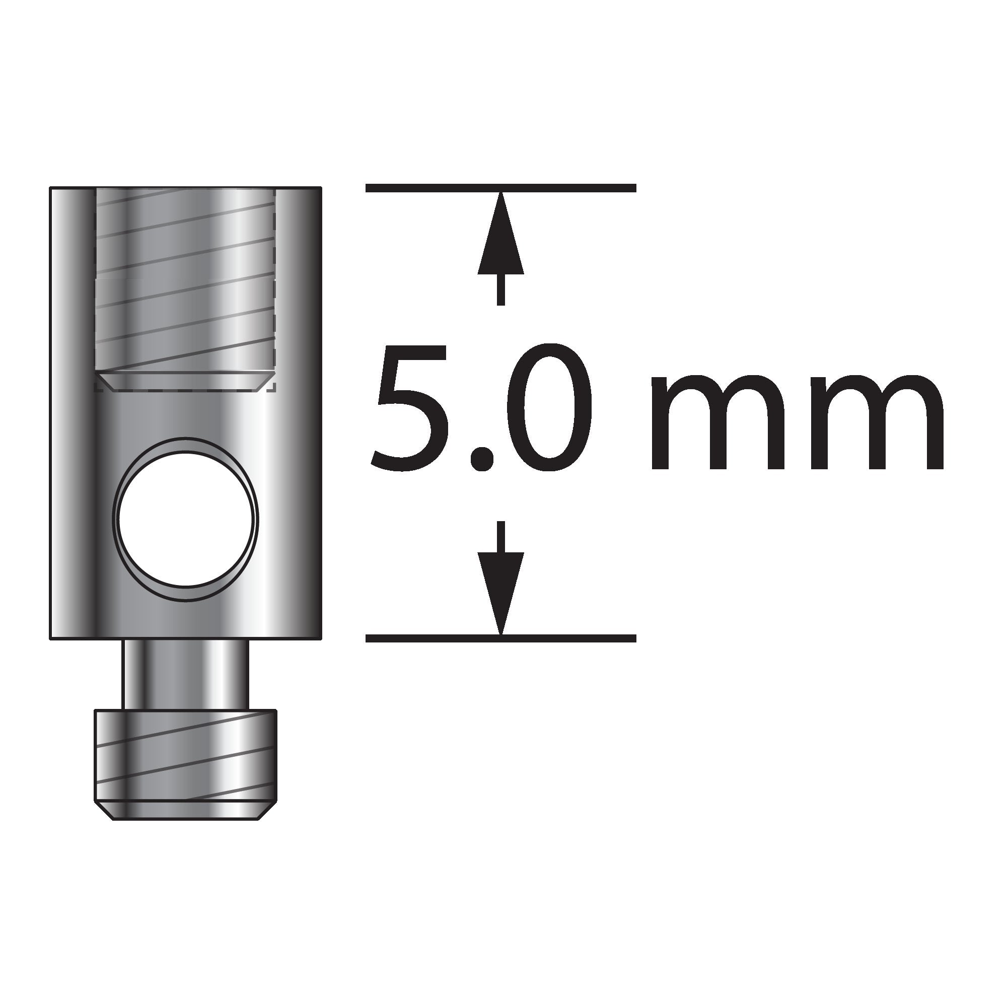 VM2-5 M2 extension, stainless steel, 3.0 mm diameter x 5.0 mm long by Q-Mark Manufacturing, Inc.
