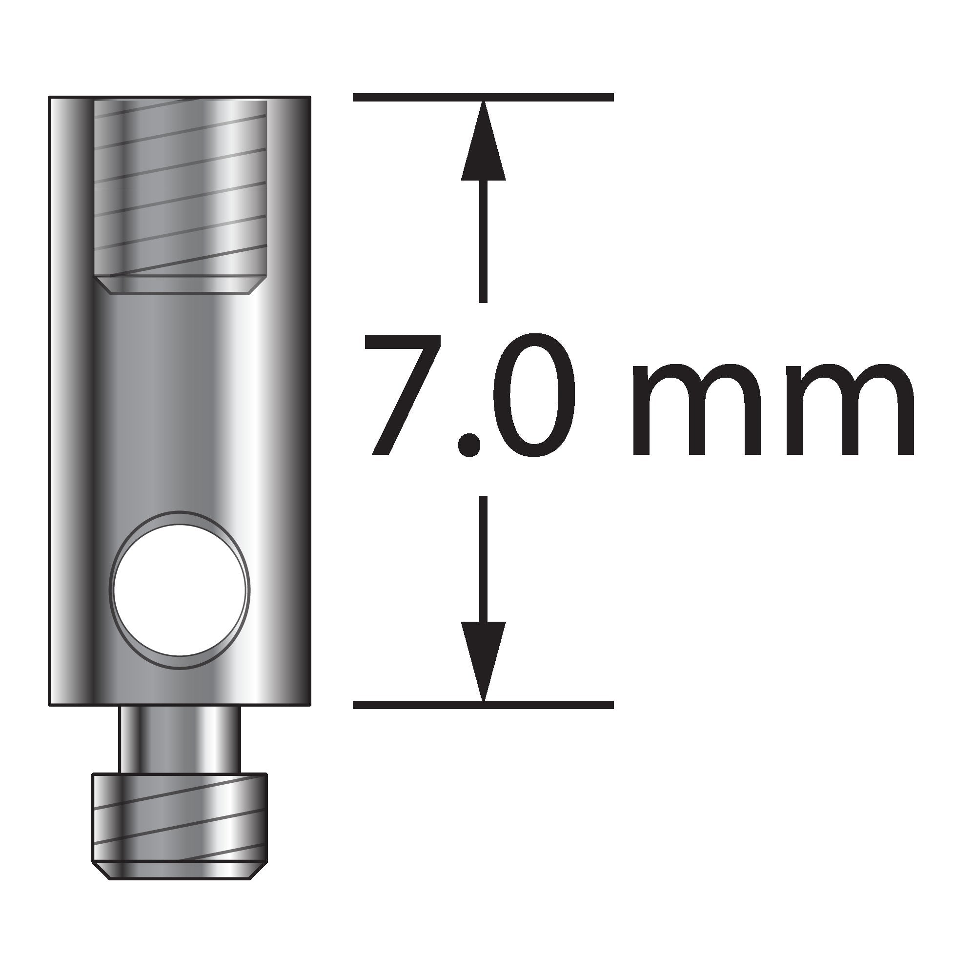 VM2-7 M2 extension, stainless steel, 3.0mm diameter x 7.0mm long by Q-Mark Manufacturing, Inc.