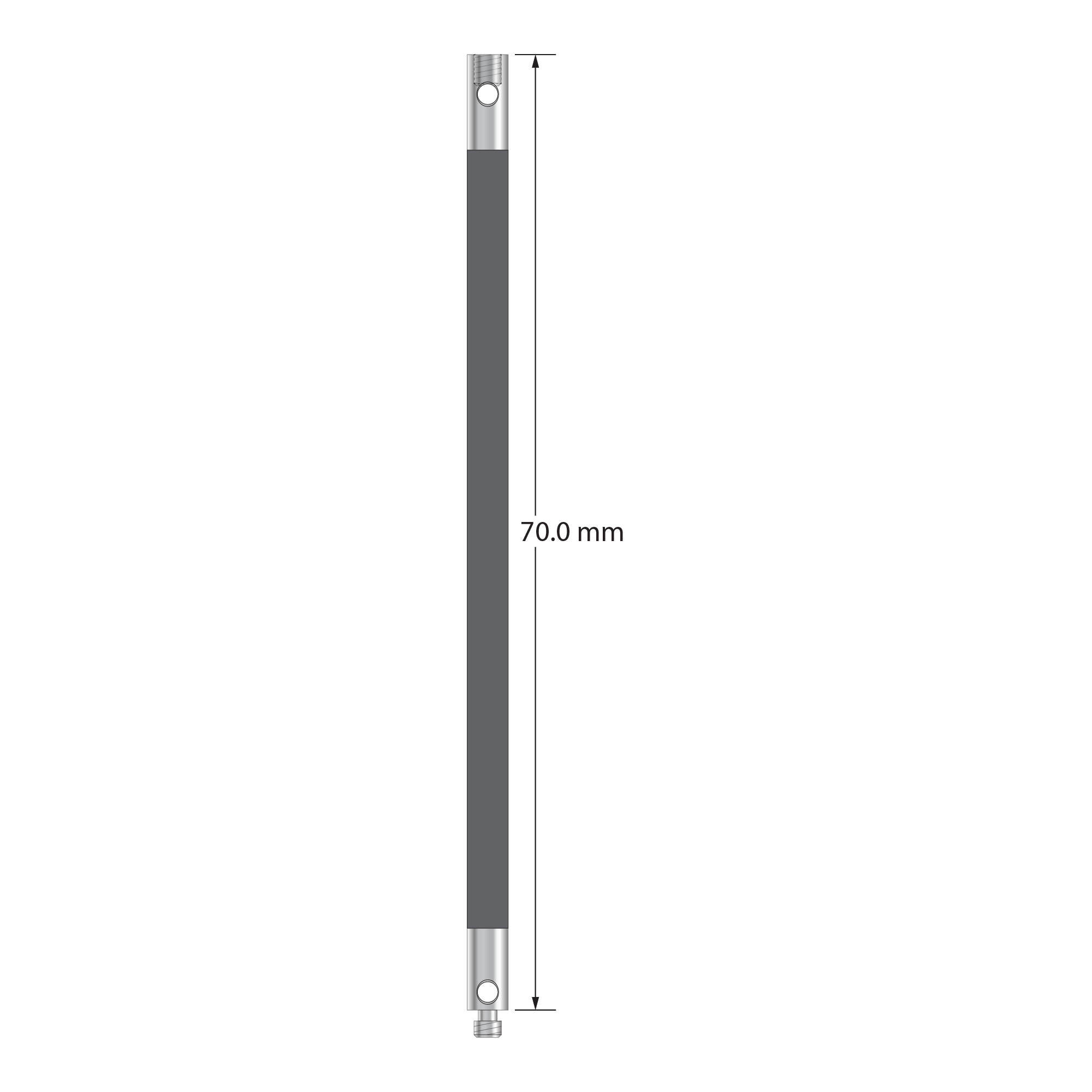 VM2-70-G M2 carbon fiber extension, 3.0mm diameter, 70mm length, with stainless steel fittings by Q-Mark Manufacturing, Inc.