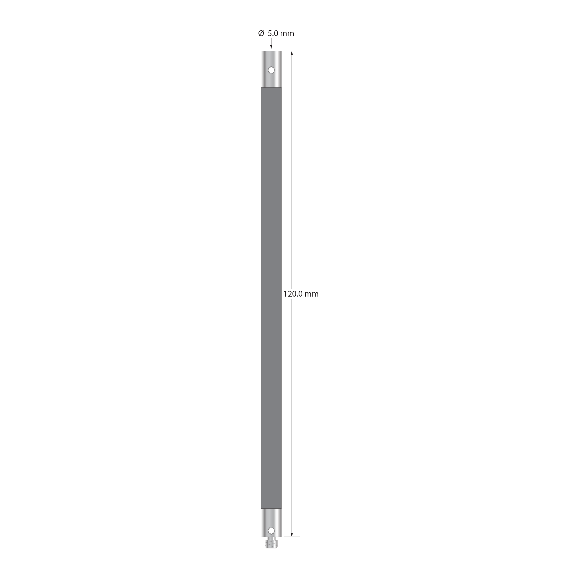 VM3-120-TX M3 extension with 5.0mm Therm-X carbon fiber body and titanium end fittings, 120mm long.