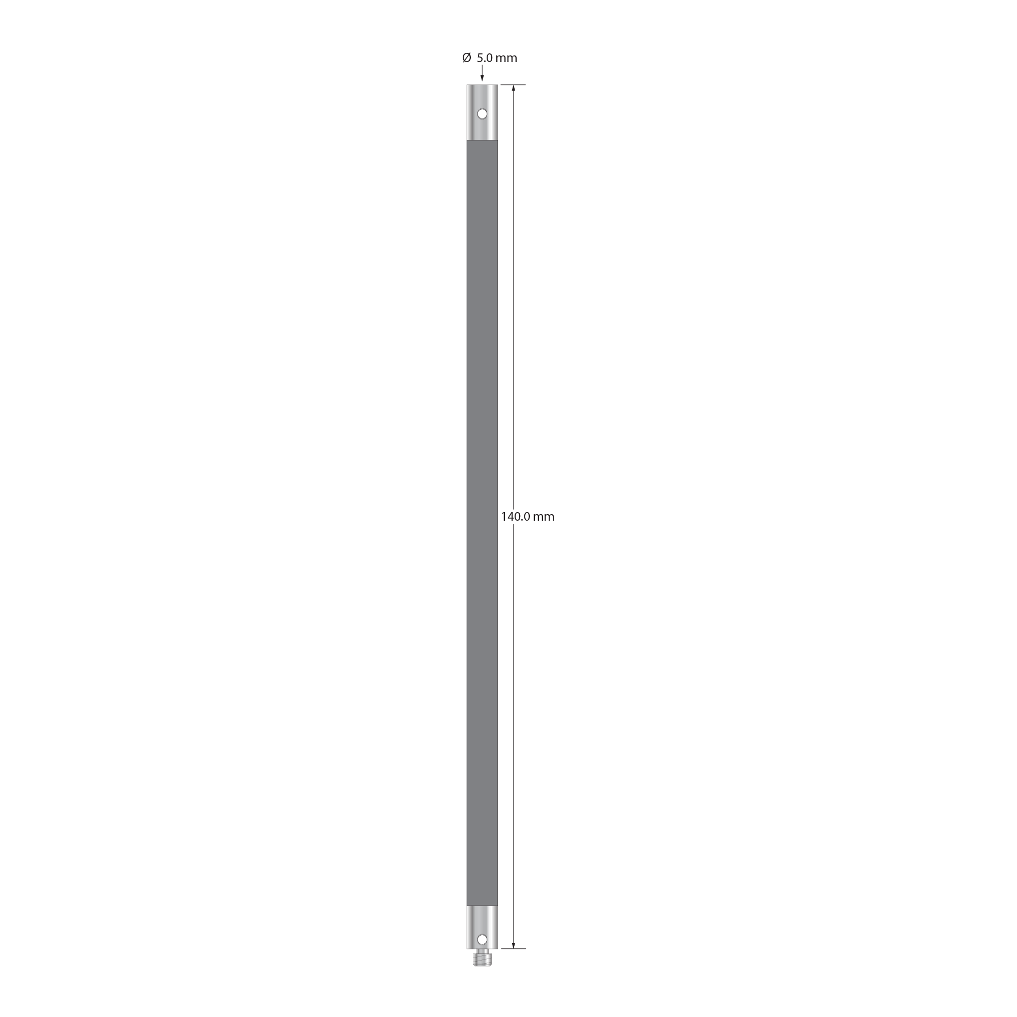 VM3-140-TX M3 extension, 5.0mm diameter Therm-X carbon fiber body, titanium end fittings, 140mm length by Q-Mark Manufacturing, Inc.