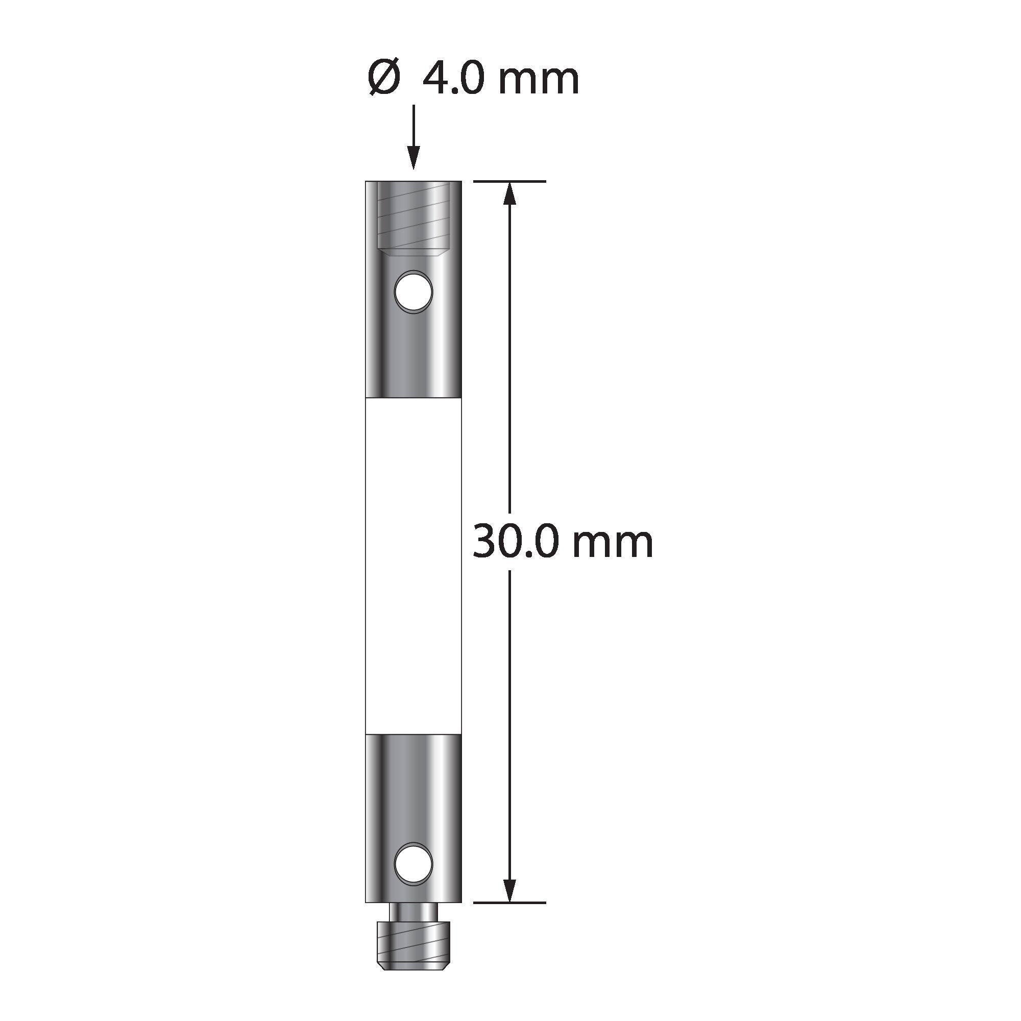 VM3-30-C M3 4.0mm ceramic extension with stainless steel fittings, 30.0mm long by Q-Mark Manufacturing, Inc.