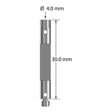 VM3-30-G M3 carbon fiber extension, 4.0mm diameter, 30mm long, with stainless steel fittings.
