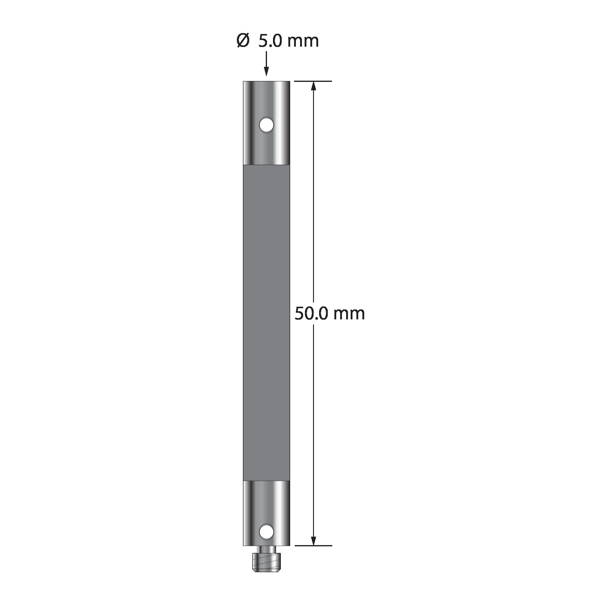 VM3-50-TX M3 extension with 5.0mm titanium end fittings and carbon fiber body, 50.0mm long.
