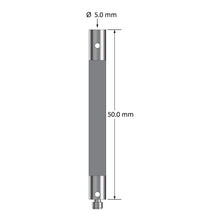 VM3-50-TX M3 extension with 5.0mm titanium end fittings and carbon fiber body, 50.0mm long.