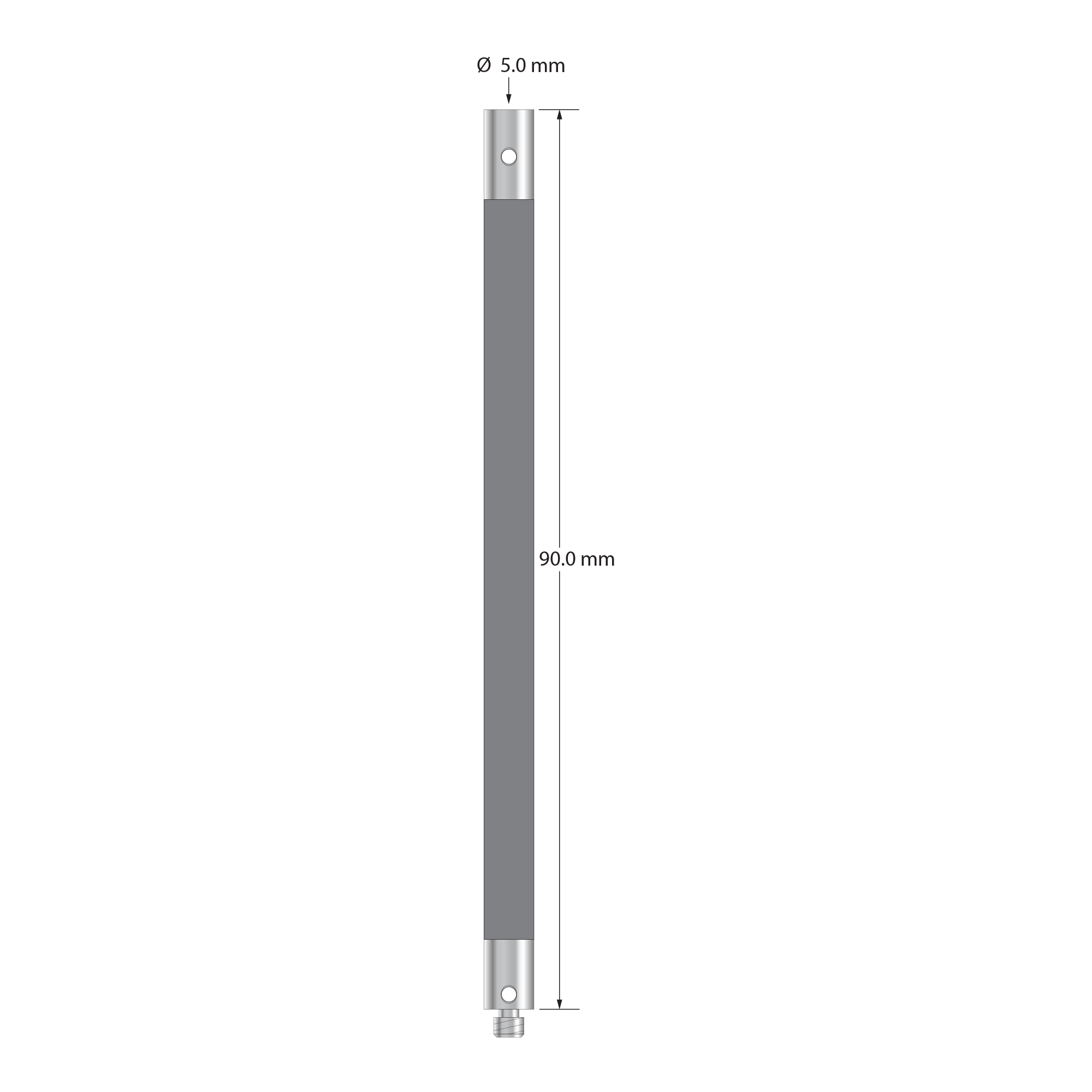 VM3-90-TX M3 extension, 5.0mm diameter Therm-X carbon fiber body, titanium end fittings, 90.0mm long by Q-Mark Manufacturing, Inc.