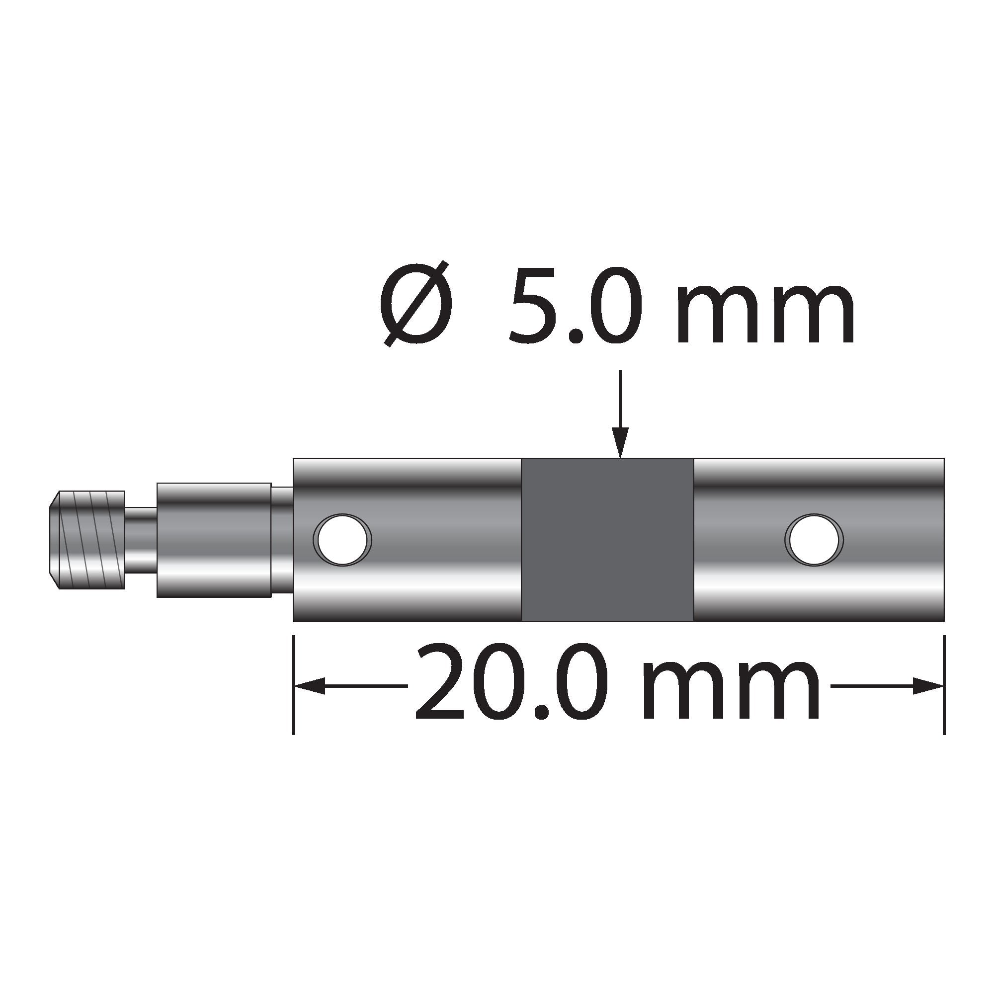 VM3C-20-TX M3 carbon fiber clamping extension, 20mm long, with titanium end fittings by Q-Mark Manufacturing, Inc.