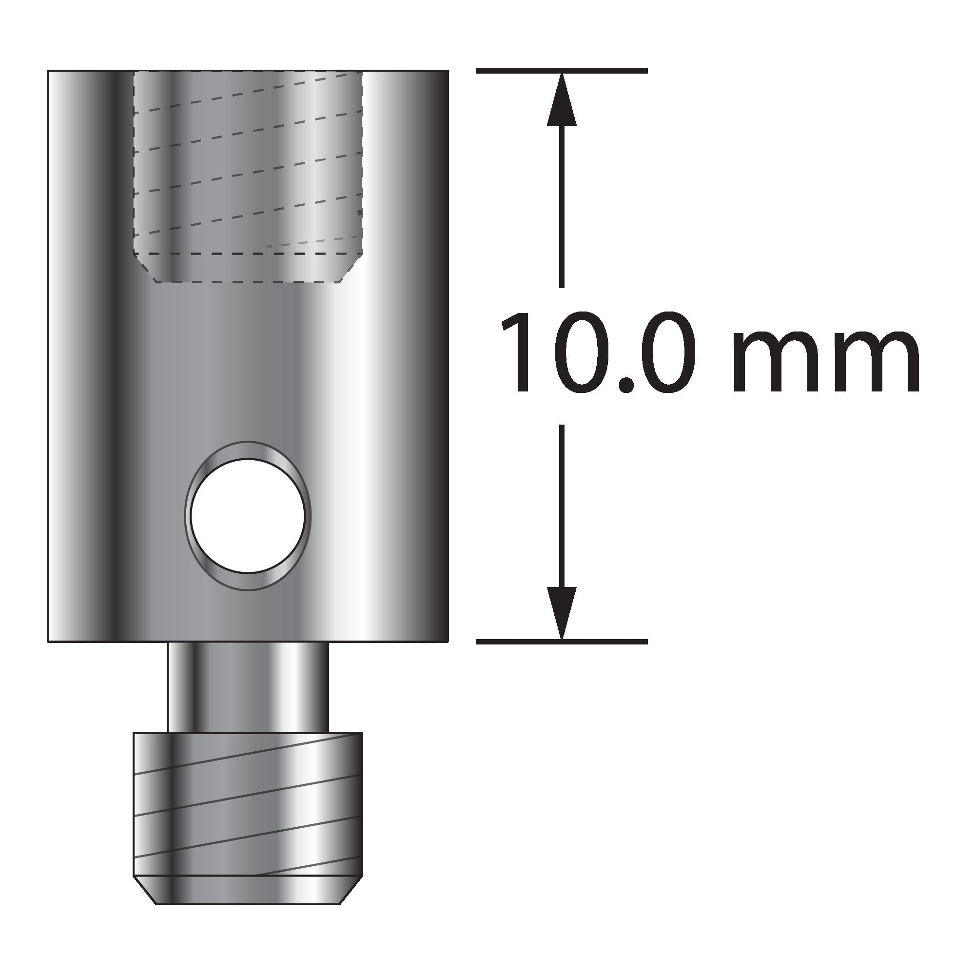 VM4-10 M4 extension, 7.0mm diameter, stainless steel, 10.0mm long by Q-Mark Manufacturing, Inc.