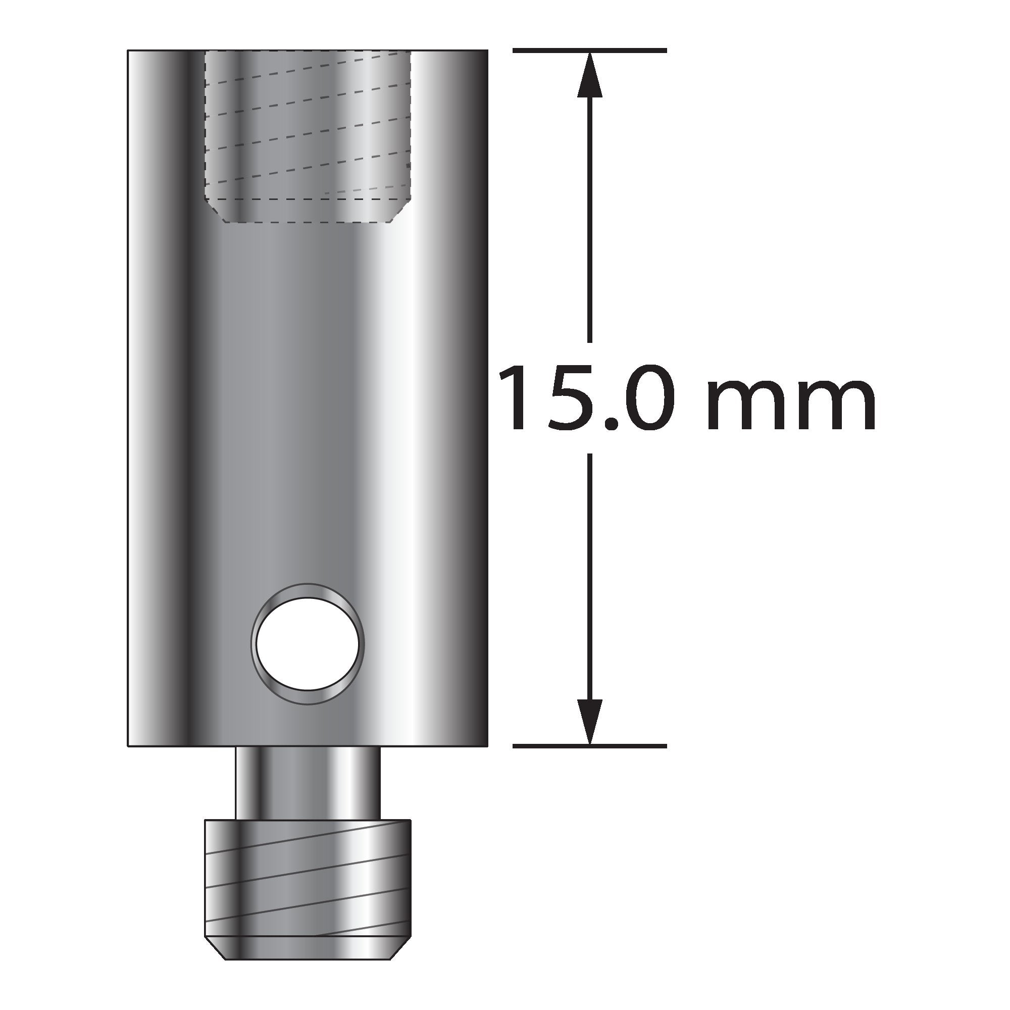 VM4-15 M4 extension, 7.0mm diameter, stainless steel, 15.0mm long by Q-Mark Manufacturing, Inc.