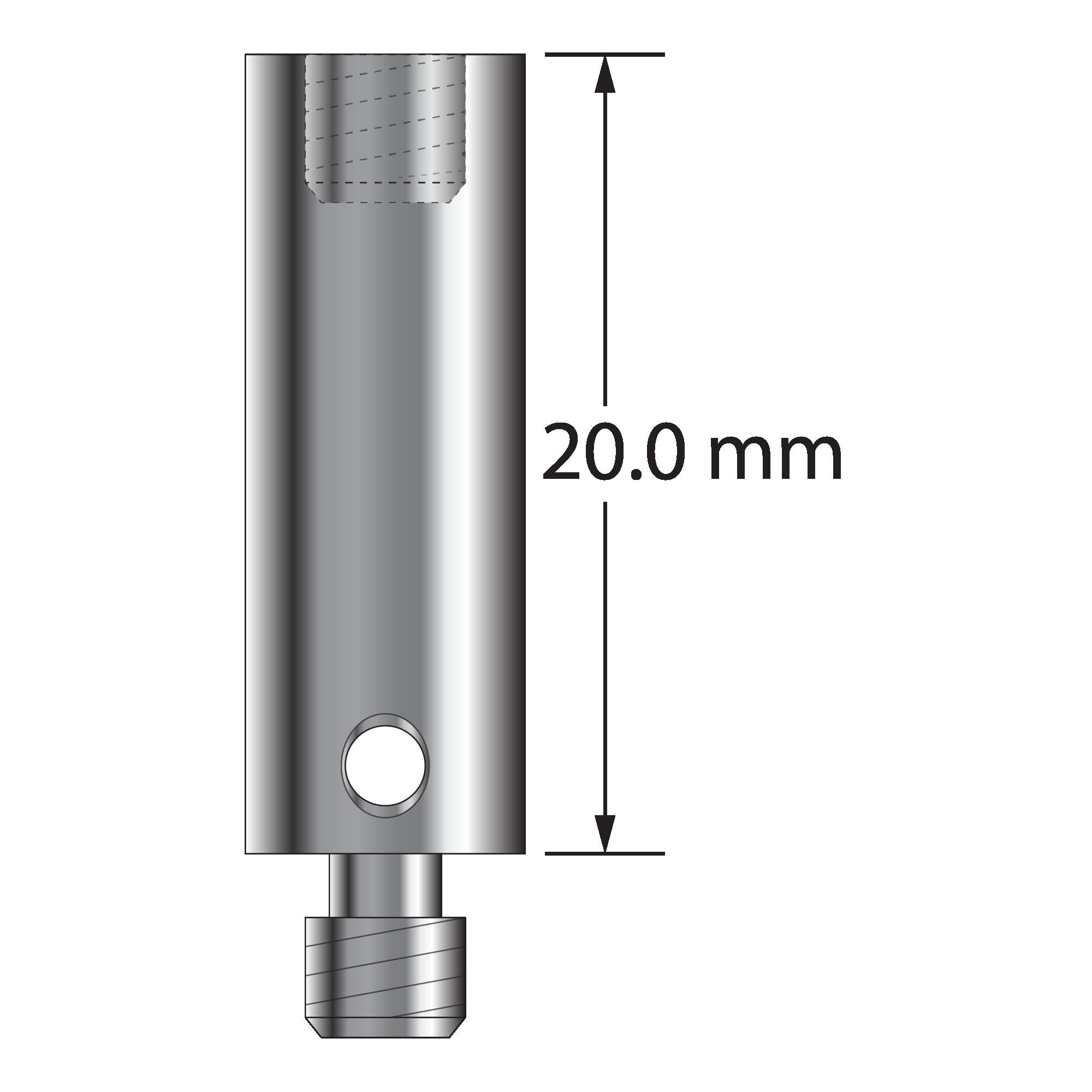 VM4-20 M4 extension, 7.0 mm diameter, stainless steel, 20.0 mm long by Q-Mark Manufacturing, Inc.