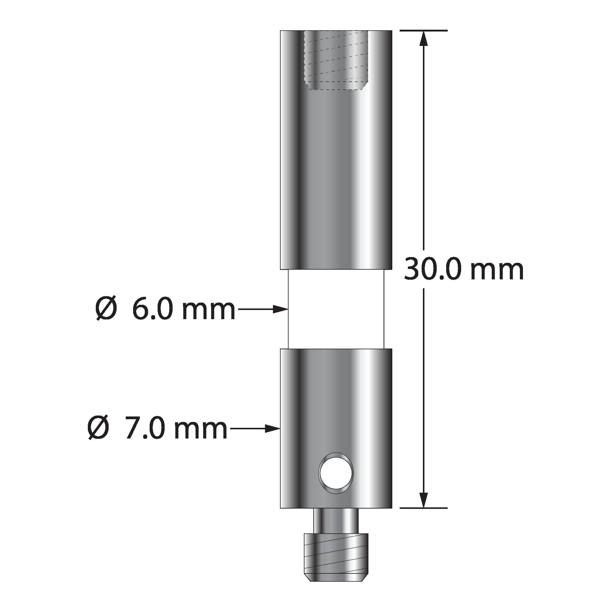 VM4-30-C M4 extension, 7.0mm ceramic body with stainless steel fittings, 30.0mm long by Q-Mark Manufacturing, Inc.