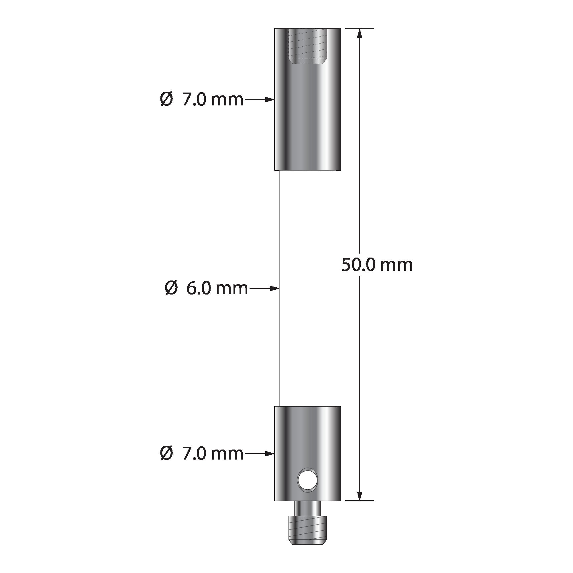 VM4-50-C M4 extension, 7.0mm diameter ceramic with stainless steel fittings, 50.0mm long by Q-Mark Manufacturing, Inc.