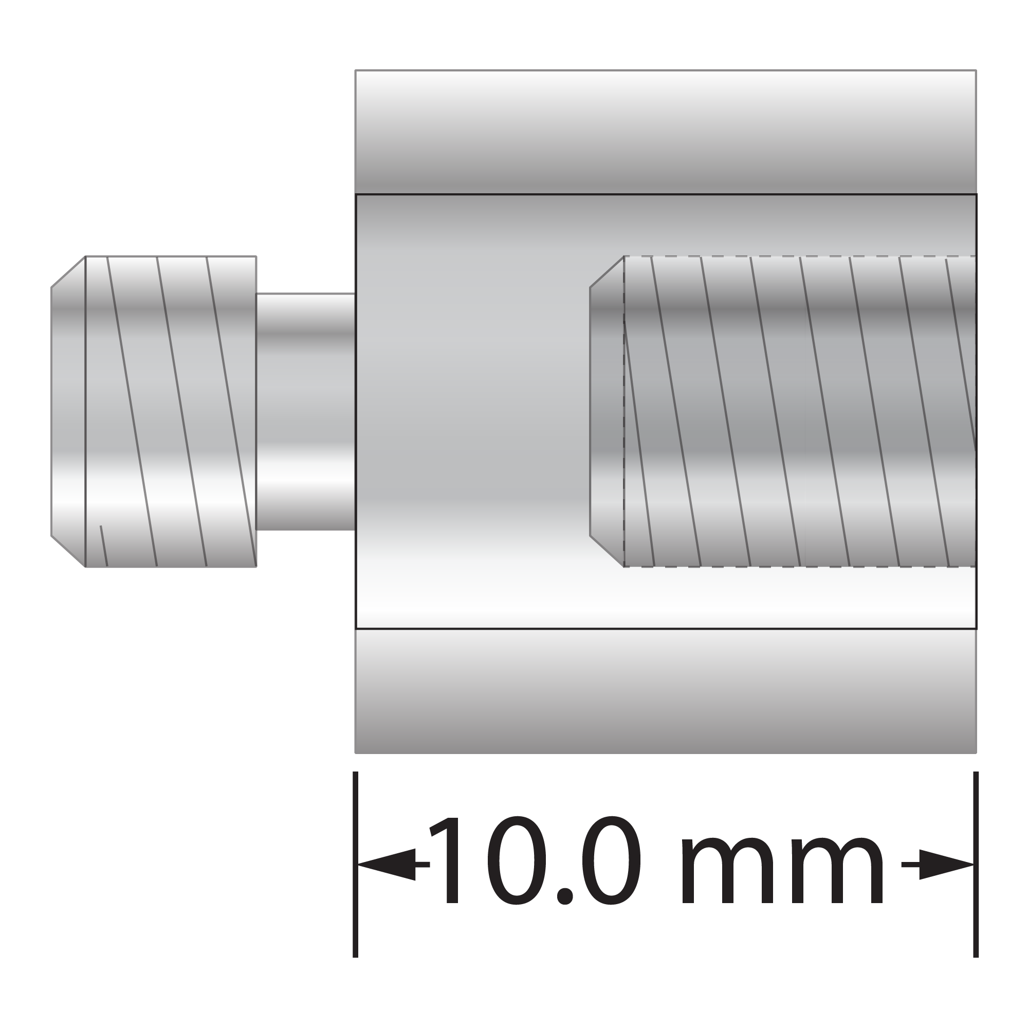 VM5-12.10-A M5 extension, hard anodized aluminum, 11.0 mm diameter x 10.0 mm long.