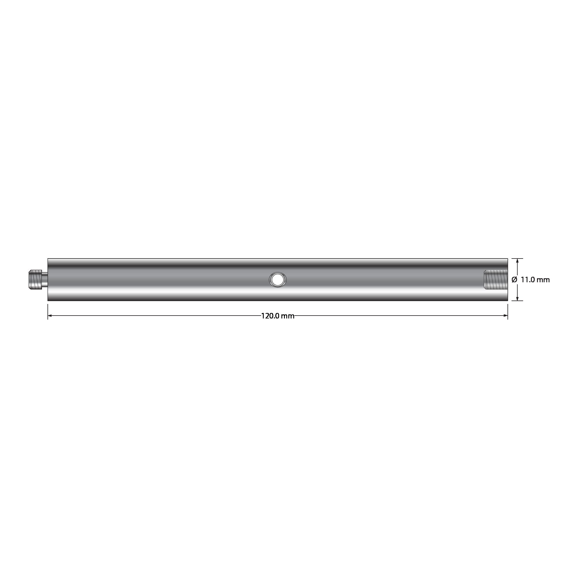 VM5-12.120-A M5 hard anodized aluminum extension, 11.0mm diameter x 120.0mm long by Q-Mark Manufacturing, Inc.