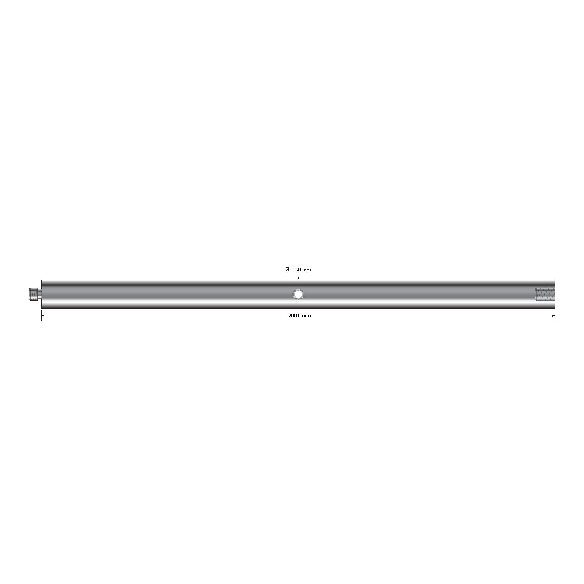 VM5-12.200-A M5 hard anodized aluminum extension, 11.0mm diameter x 200.0mm long by Q-Mark Manufacturing, Inc.