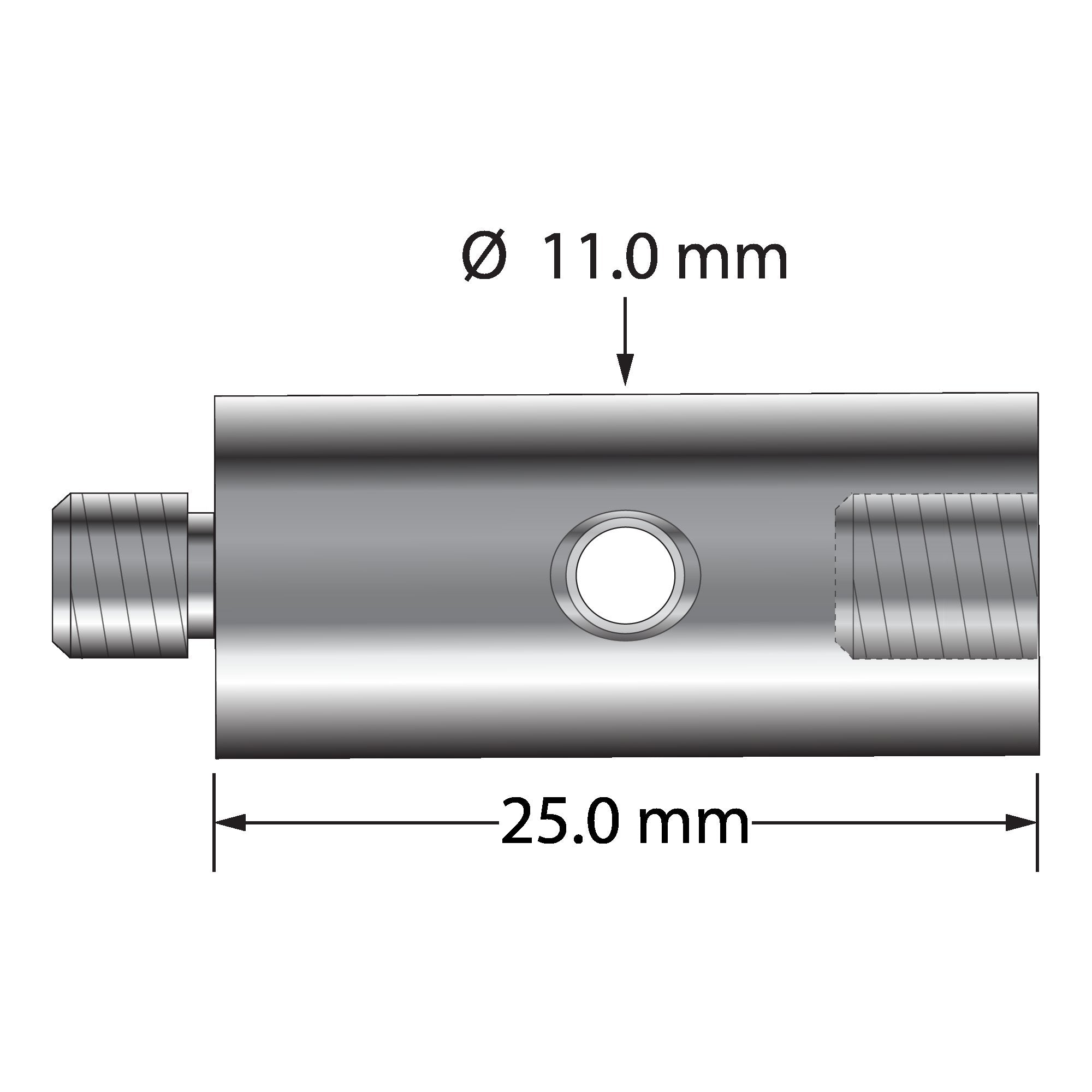 VM5-12.25-A M5 extension, hard anodized aluminum, 25.0 mm long by Q-Mark Manufacturing, Inc.