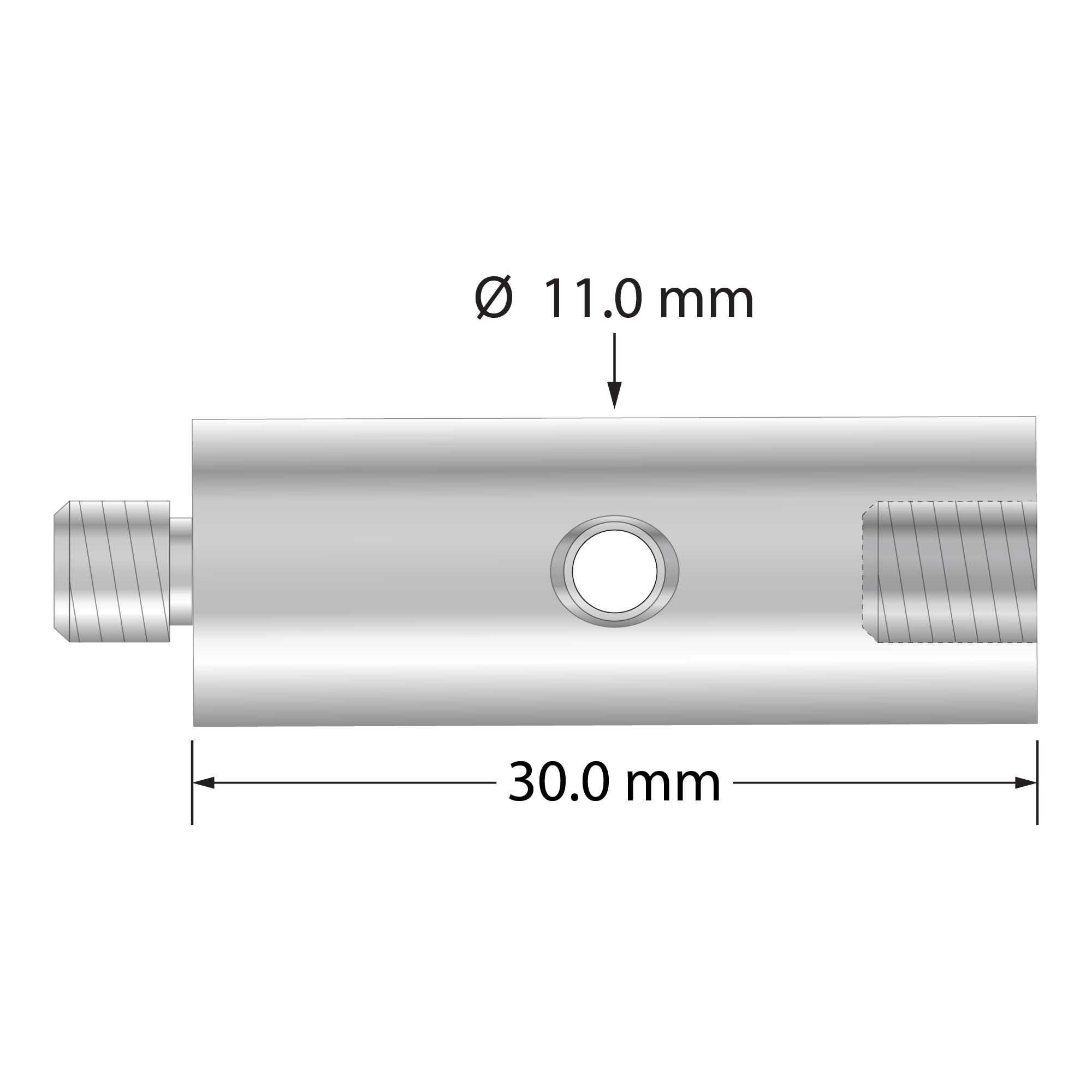VM5-12.30-A M5 extension, hard anodized aluminum, 30.0 mm long by Q-Mark Manufacturing, Inc.