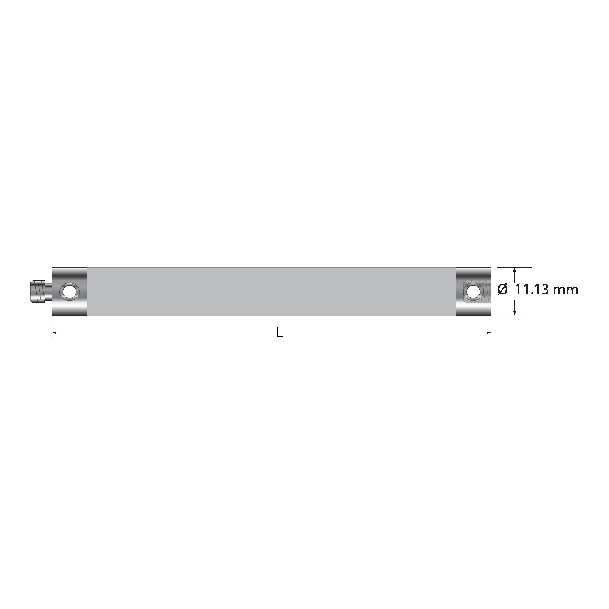 VM5-12.35-TX M5 extension, silver woven carbon fiber tubing with titanium end fittings, 35.0 mm long.