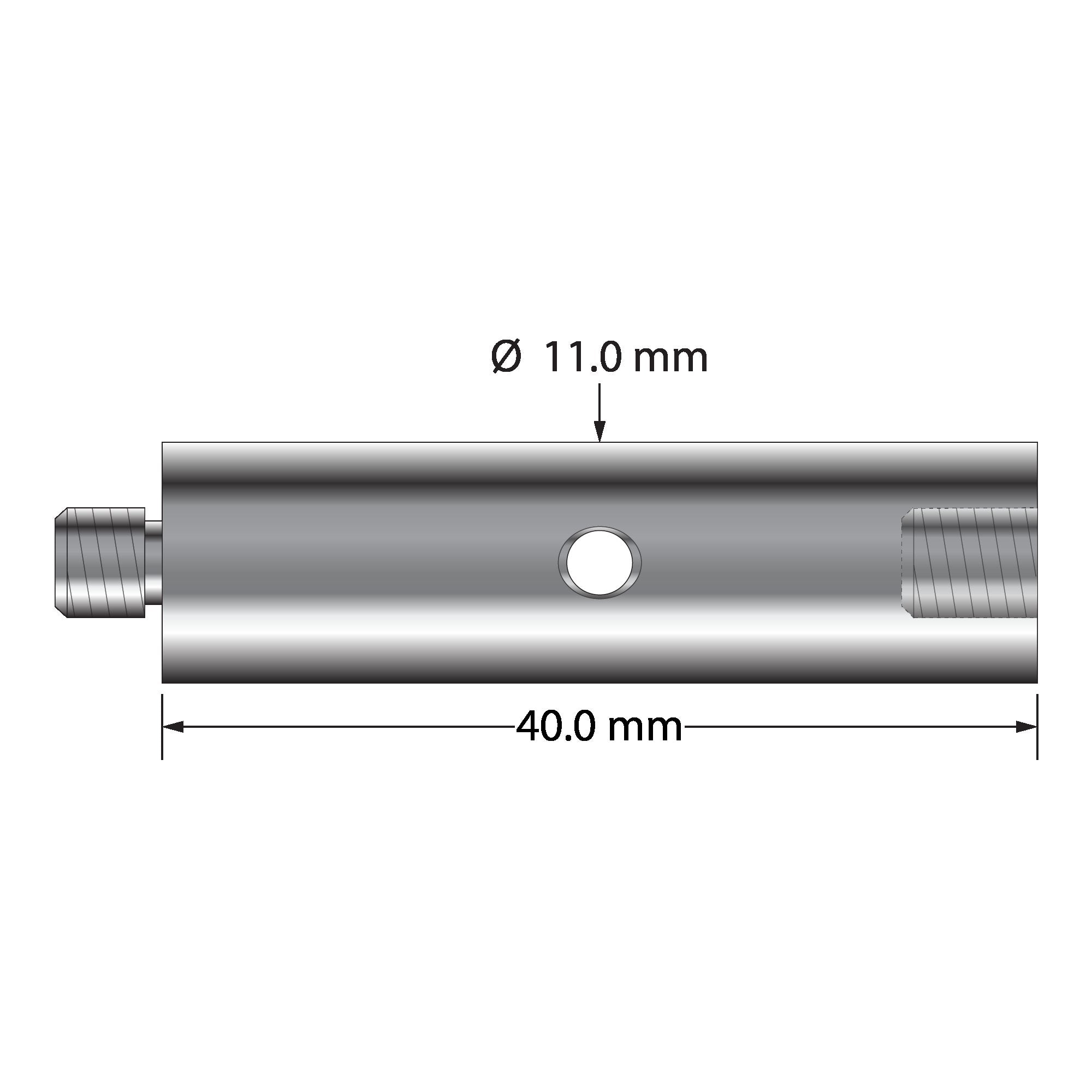 VM5-12.40-T M5 extension, titanium, 11.0 mm diameter, 40.0 mm length by Q-Mark Manufacturing, Inc.
