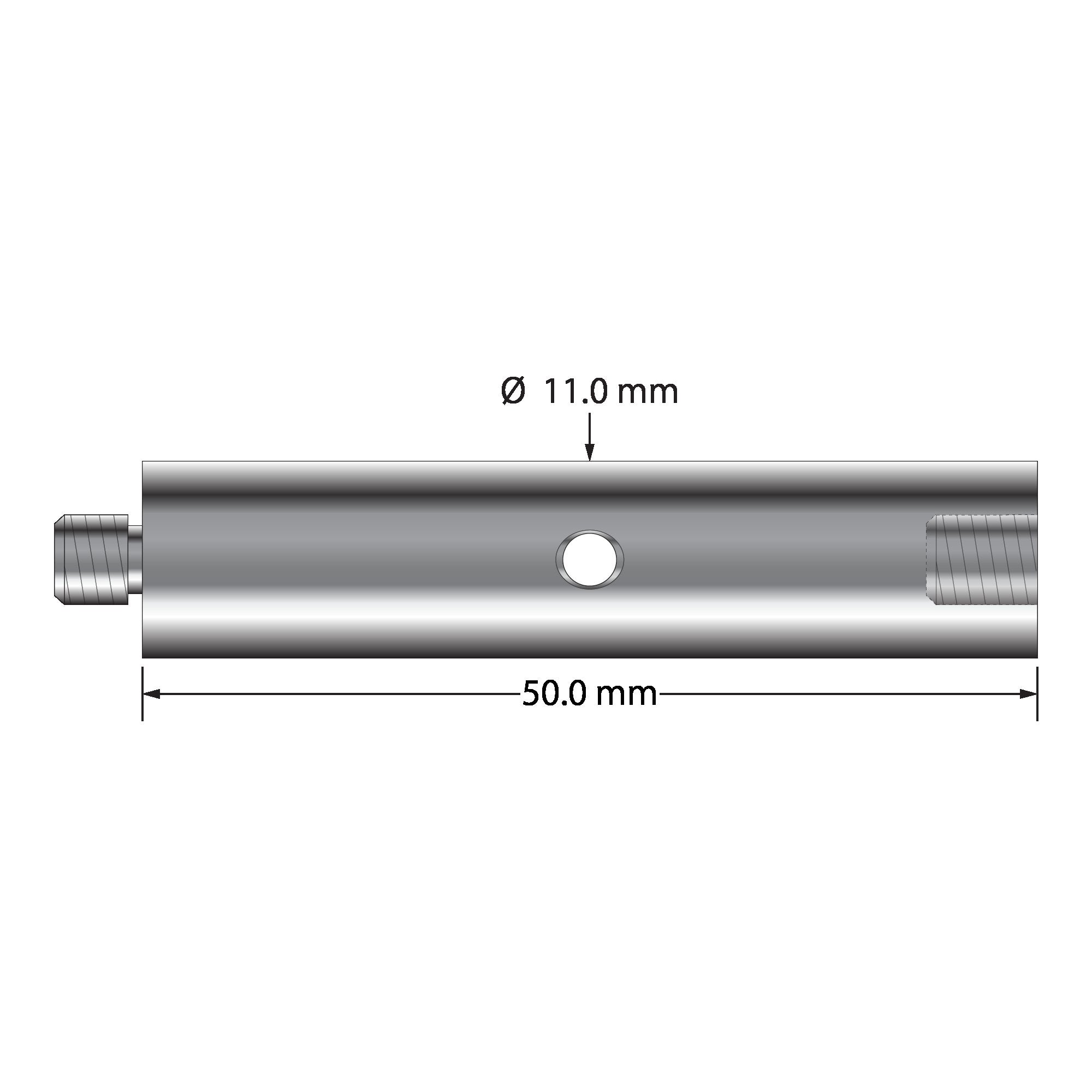 VM5-12.50-T M5 extension, 11.0mm diameter, titanium, 50.0mm length by Q-Mark Manufacturing, Inc.