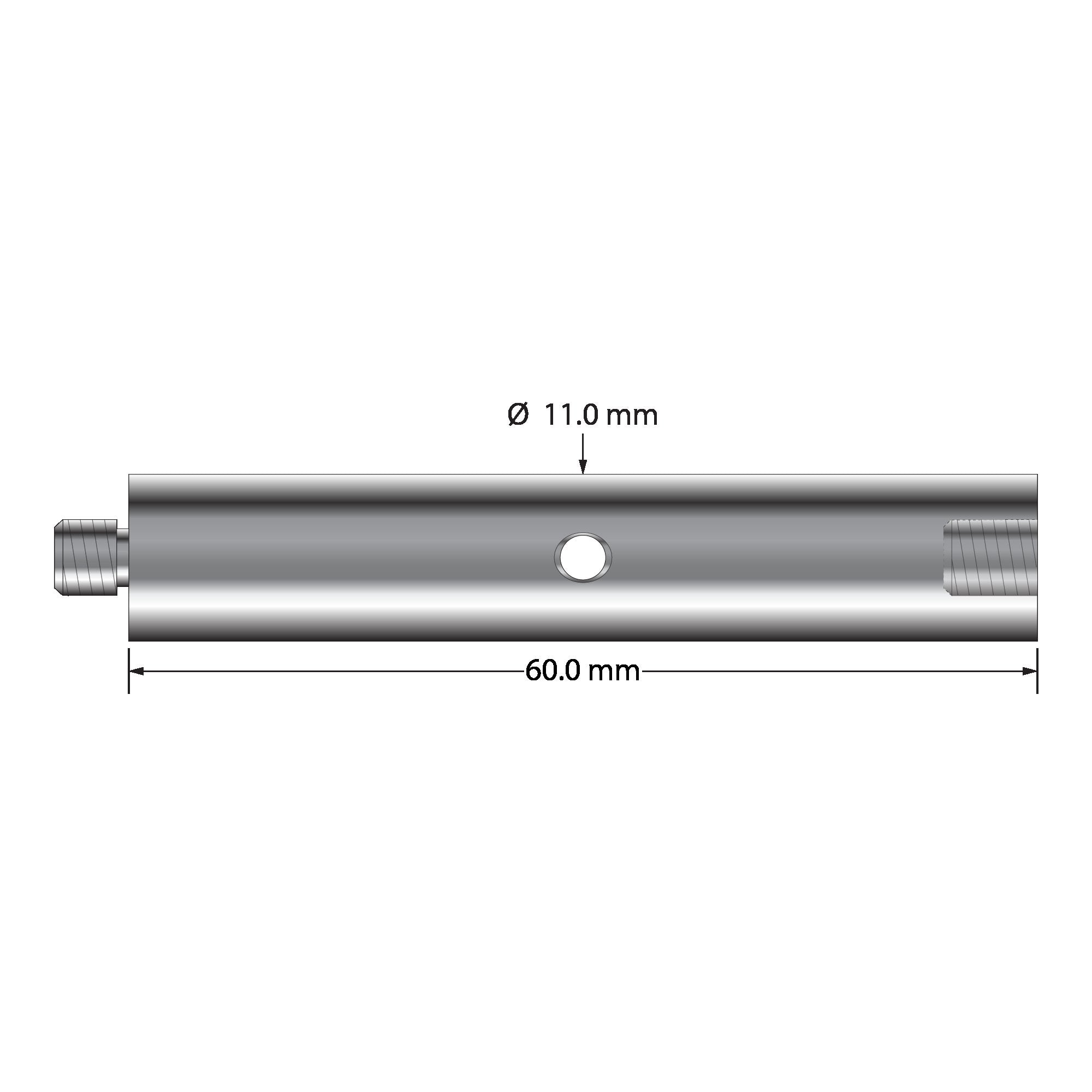 VM5-12.60-T M5 extension, titanium, 11.0 mm diameter, 60.0 mm length by Q-Mark Manufacturing, Inc.