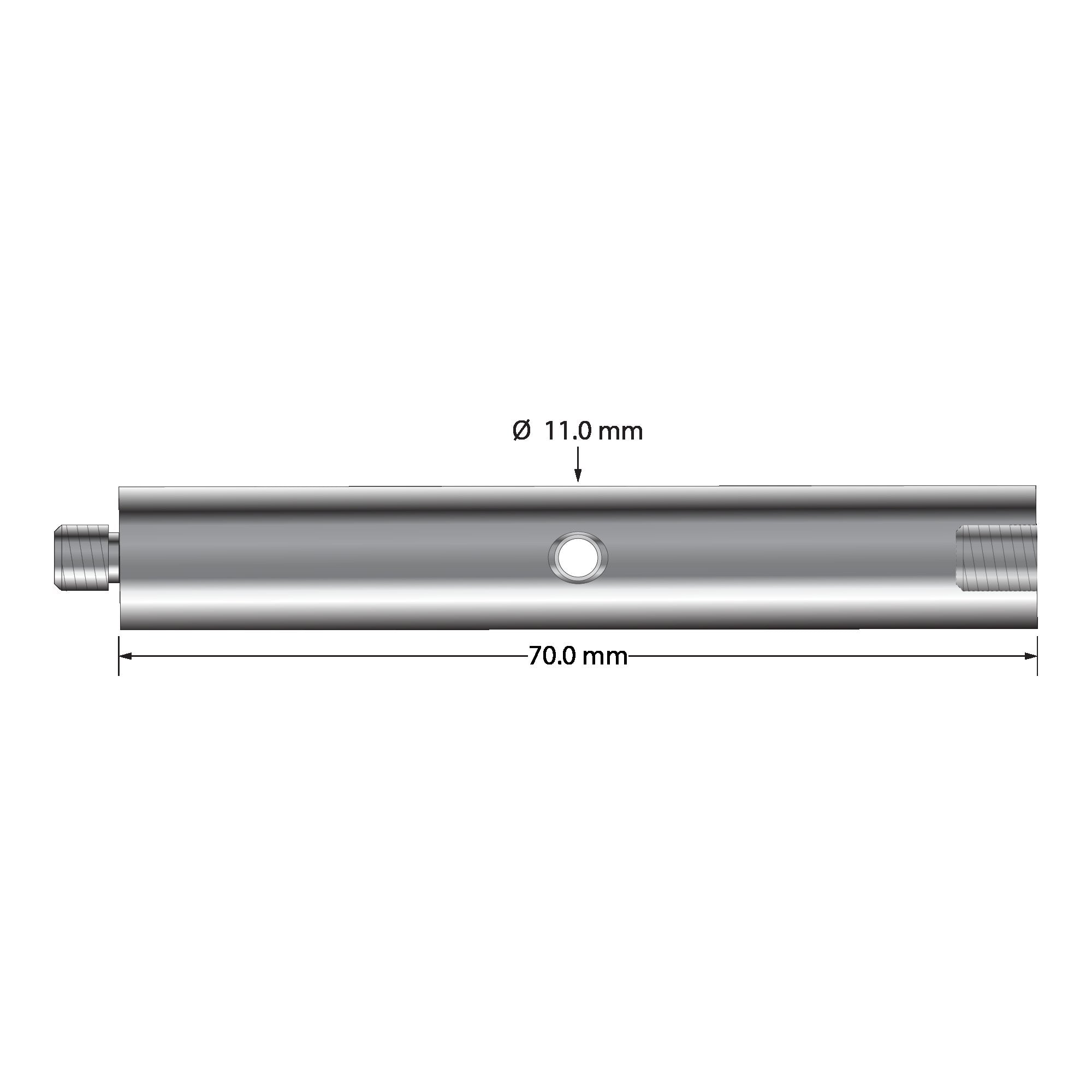 VM5-12.70-A M5 extension, hard anodized aluminum, 70.0 mm long by Q-Mark Manufacturing, Inc.